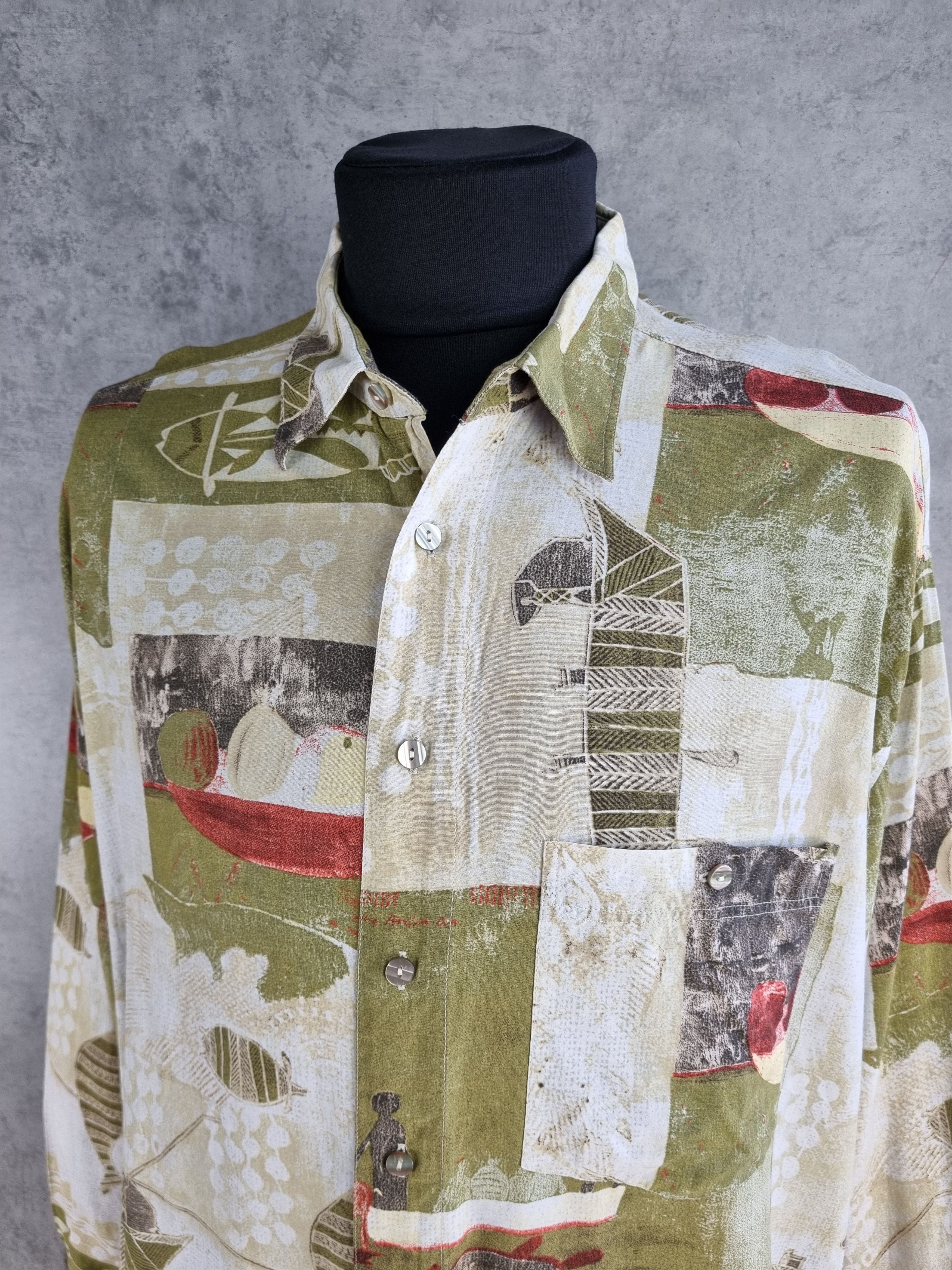 Vintage Rare Hawaiian Shirt Abstract Print DRIES VAN NOTEN style Size US M / EU 48-50 / 2 - 2 Thumbnail