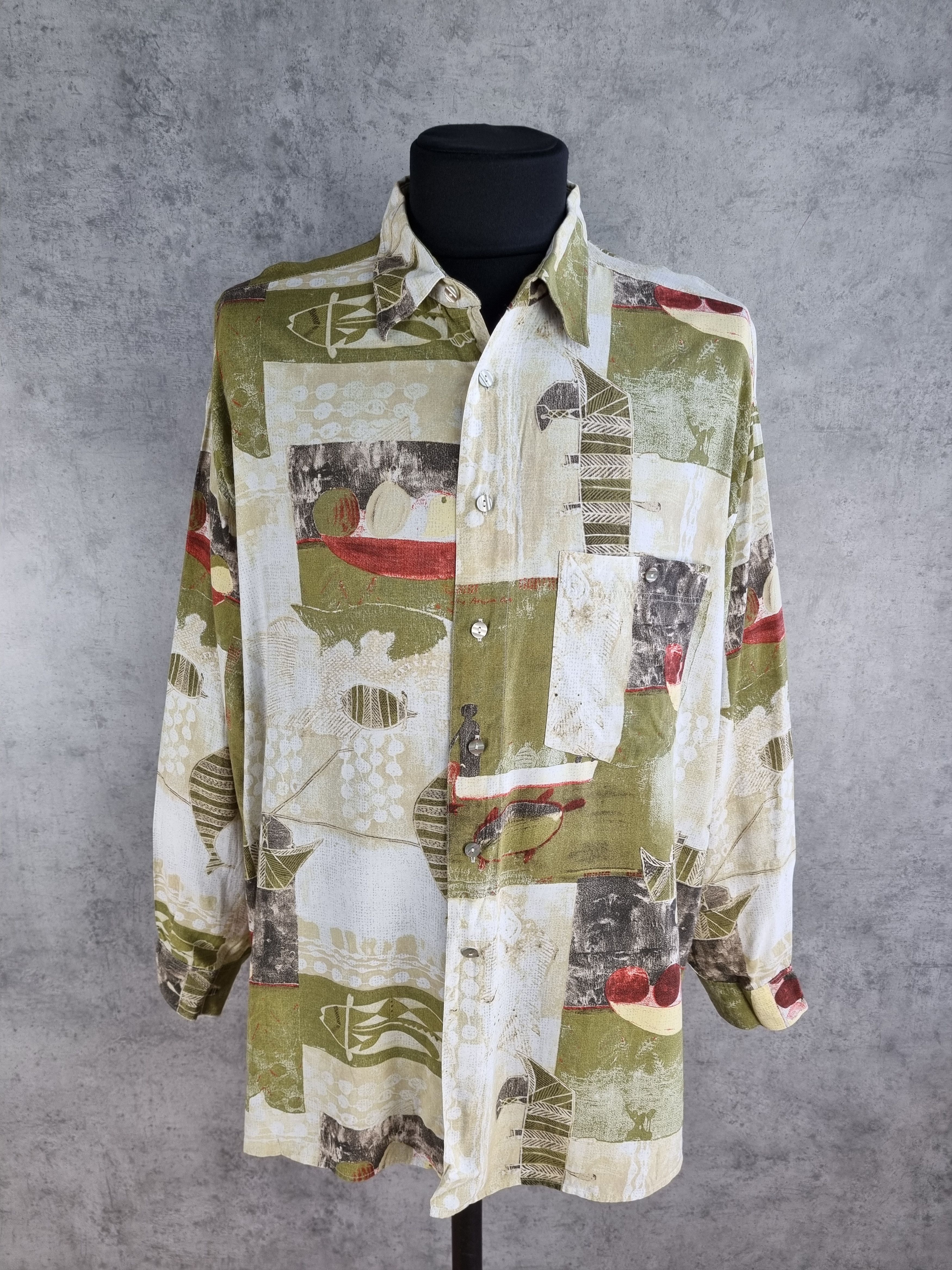 Vintage Rare Hawaiian Shirt Abstract Print DRIES VAN NOTEN style Size US M / EU 48-50 / 2 - 4 Thumbnail