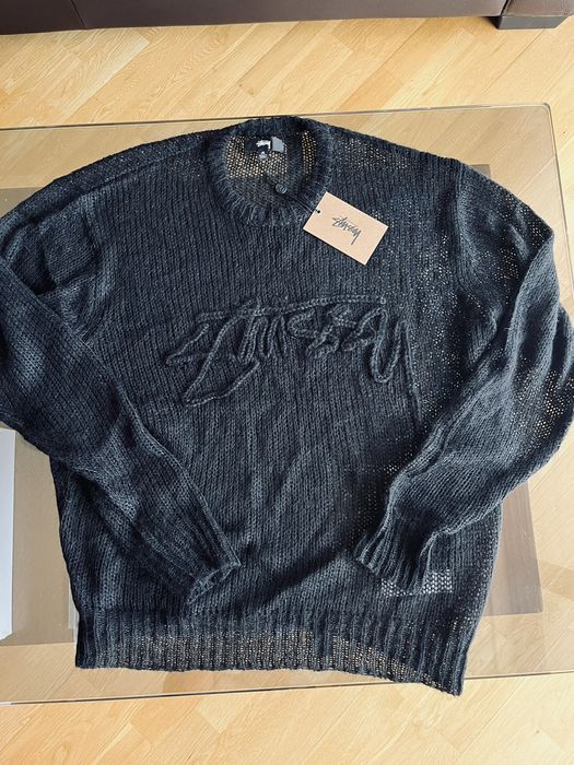 Stussy 2023 Stussy light weight LOOSE KNIT LOGO SWEATER M black