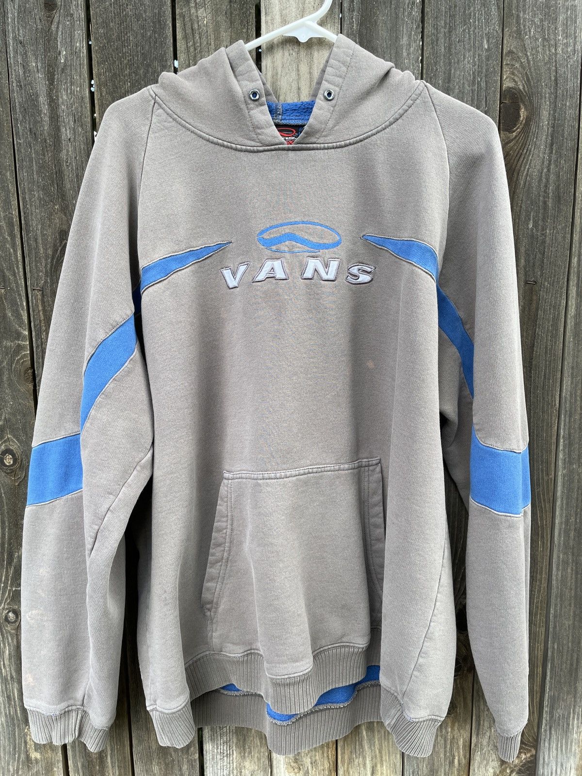 image of Vans Off The Wall Hoodie in Gray/Blue, Men's (Size Large)