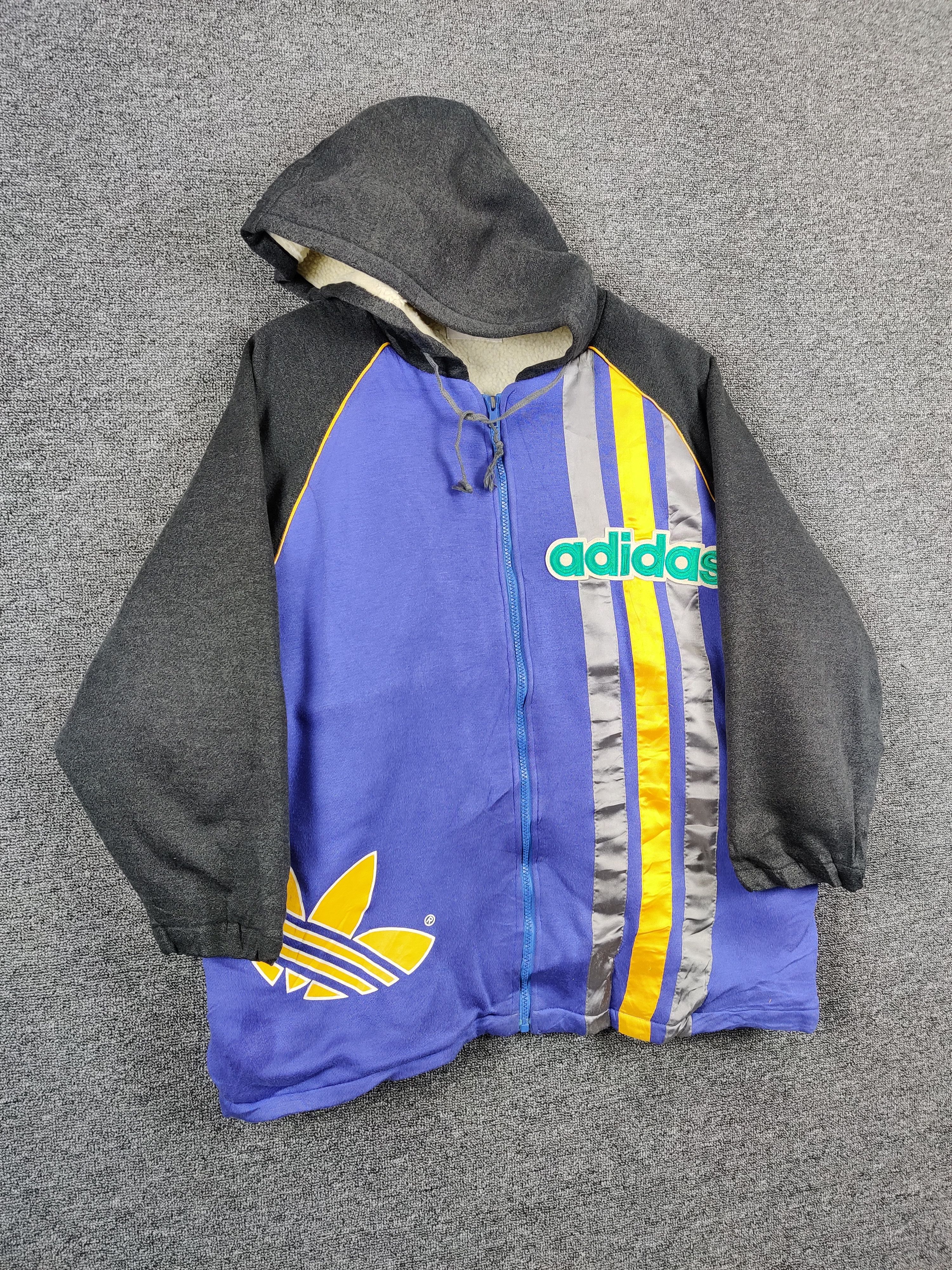 Adidas Vintage 90s Adidas Trefoil Sherpa Big Logo Jacket Size US XXL / EU 58 / 5 - 4 Thumbnail