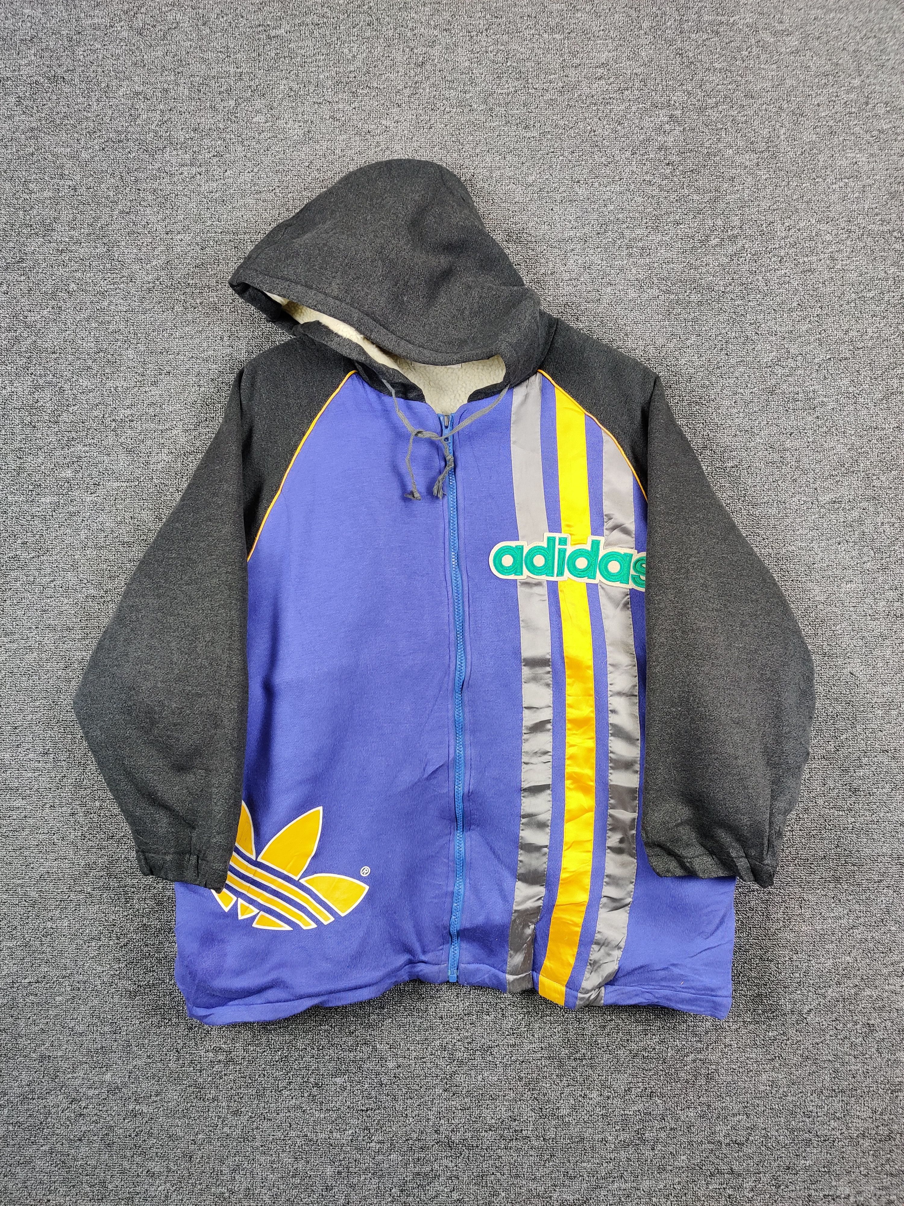 Adidas Vintage 90s Adidas Trefoil Sherpa Big Logo Jacket Size US XXL / EU 58 / 5 - 3 Thumbnail