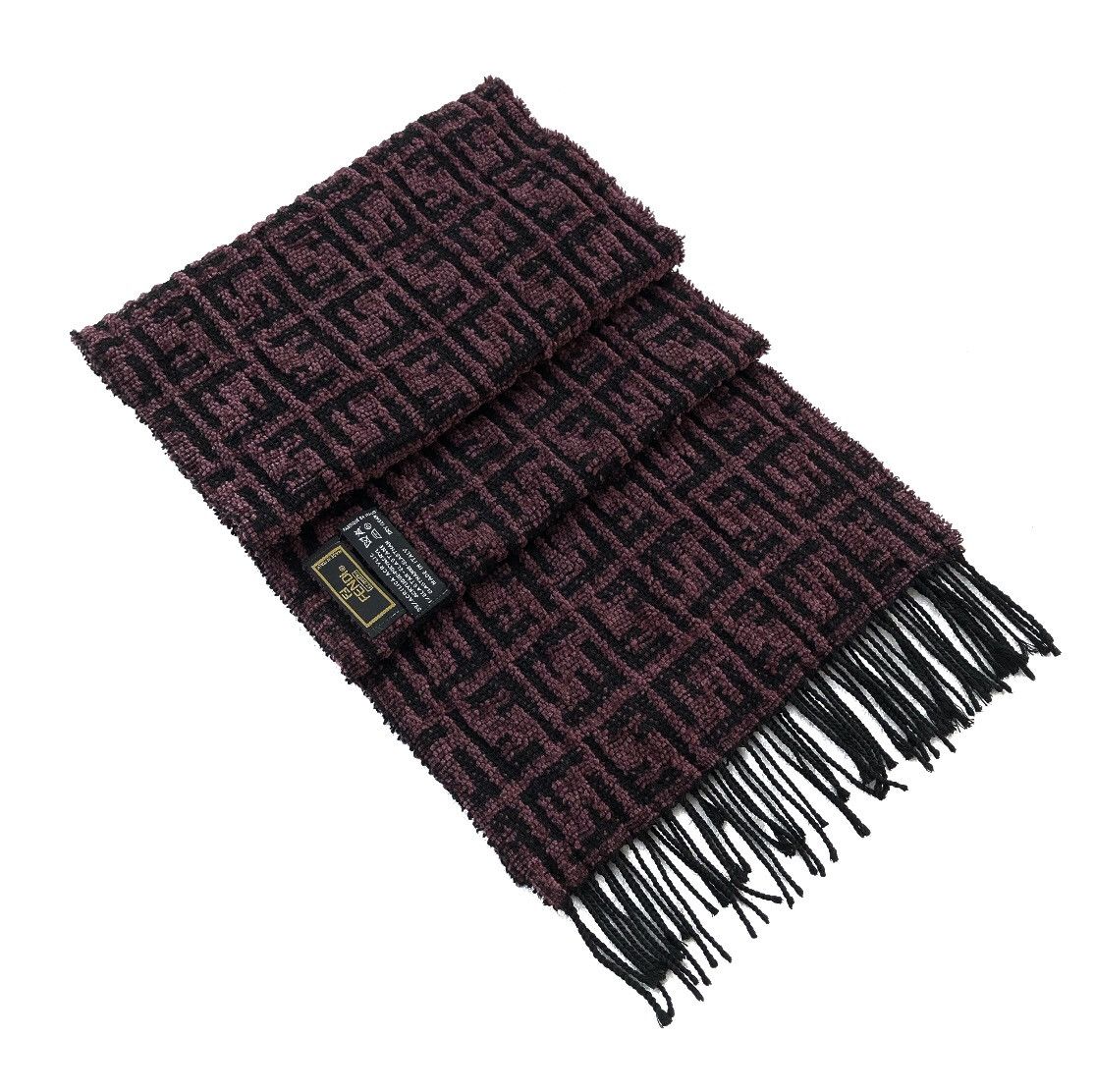 image of Vintage Authentic Fendi Cravatte Monogram Scarves Muffler in Black Brown, Men's