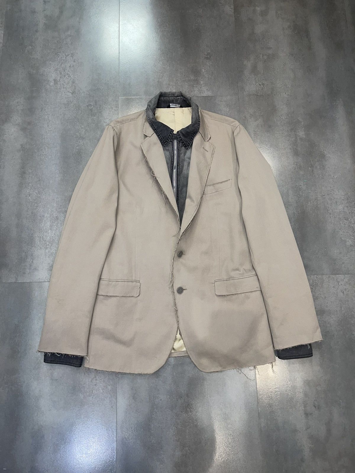 Dolce & Gabbana Dolce & Gabbana Distressed Denim Beige Blazer Jacket Size US M / EU 48-50 / 2 - 2 Thumbnail
