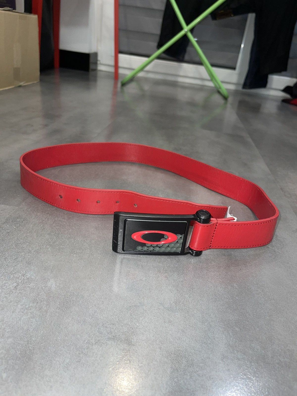 Oakley Oakley Big Buckle Red Leather Belt Size ONE SIZE - 4 Thumbnail