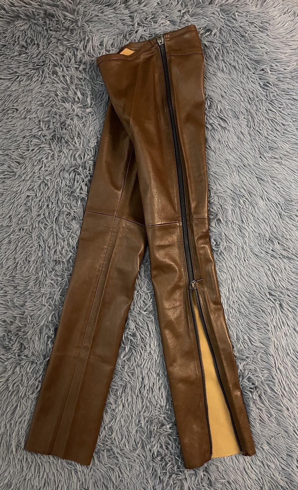 Genuine Leather × plein sud Plain Sud Avant Garde zipped real leather pants Size 26" / US 2 / IT 38 - 1 Thumbnail