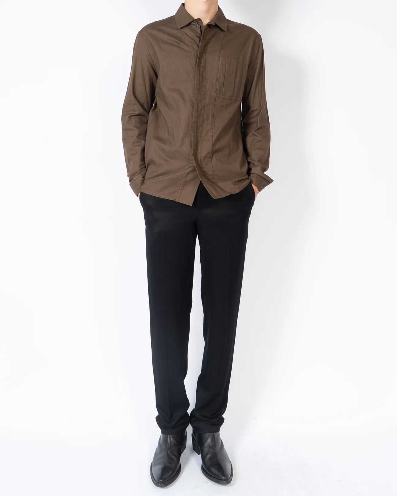 Haider Ackermann FW17 Brown Cotton Army Shirt Size US S / EU 44-46 / 1 - 5 Thumbnail