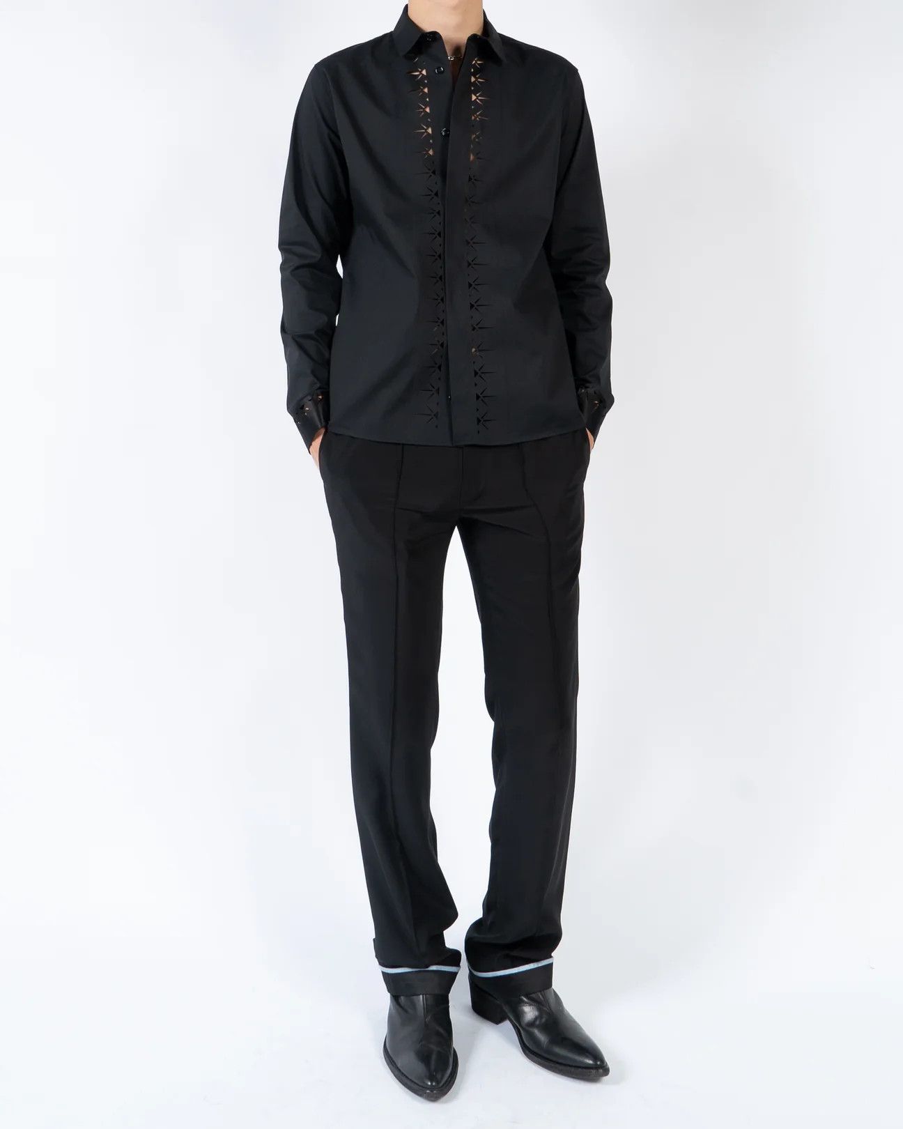 Haider Ackermann SS19 Black Lasercut Front Shirt Size US XS / EU 42 / 0 - 4 Thumbnail