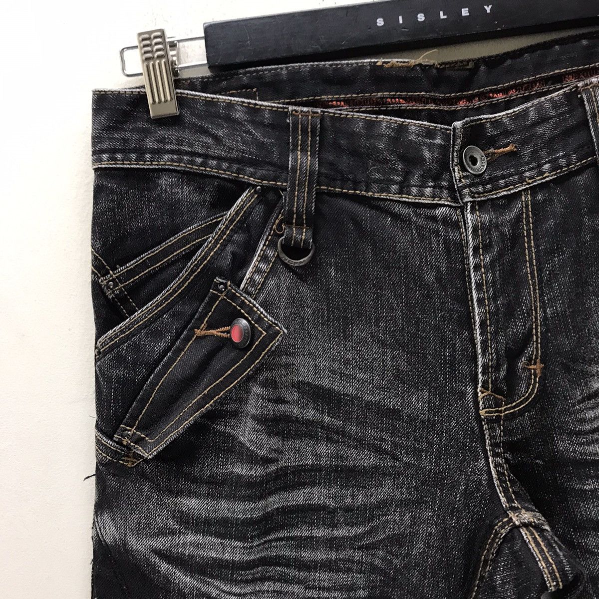Nicole Club Nicole Club For Men Distressed Denim Acid Wash MultiPocket Size US 31 - 4 Thumbnail