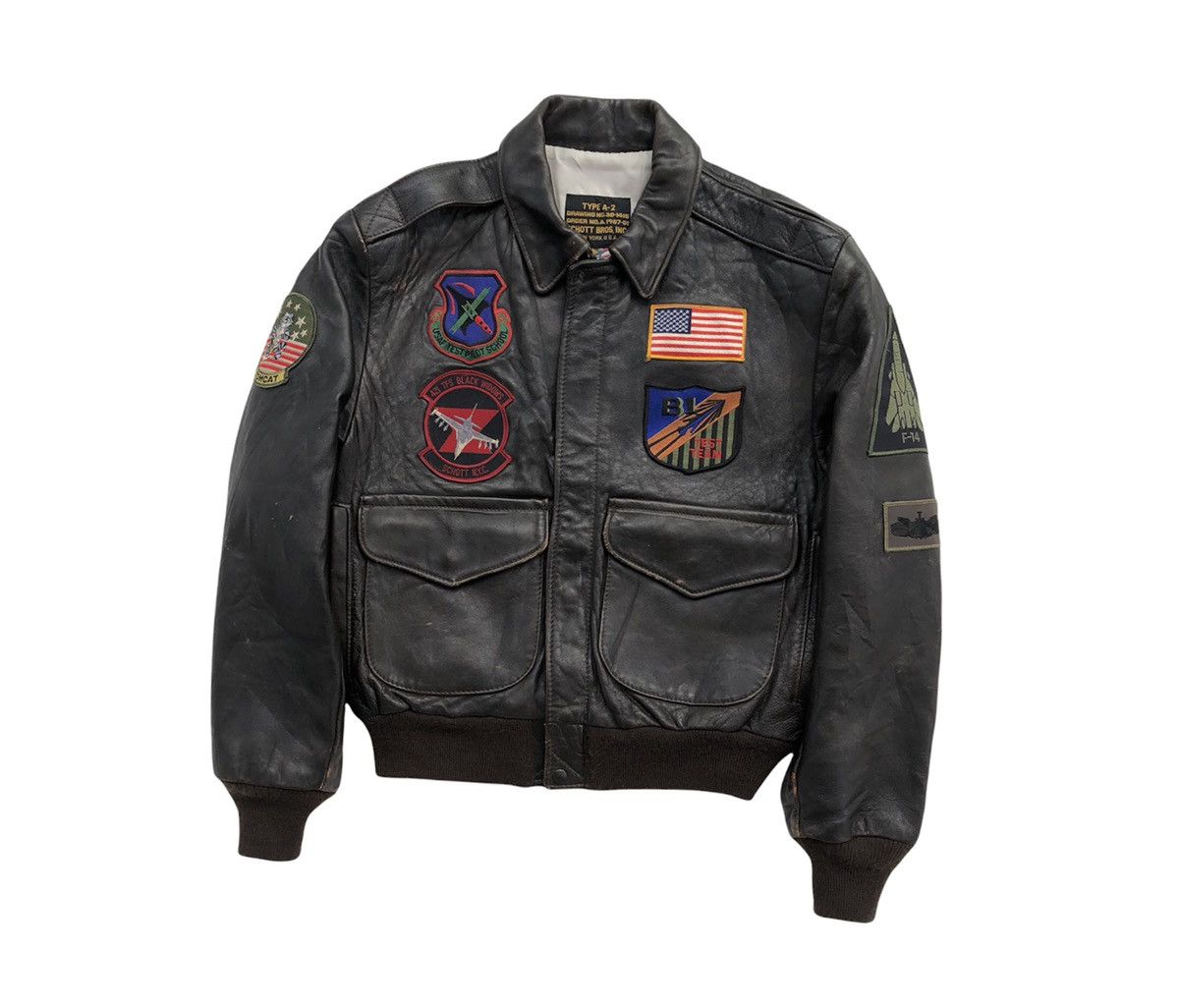 Schott Vtg 80s Schott Bross Type A-2 Leather Flight Jacket Patches Size US M / EU 48-50 / 2 - 4 Thumbnail