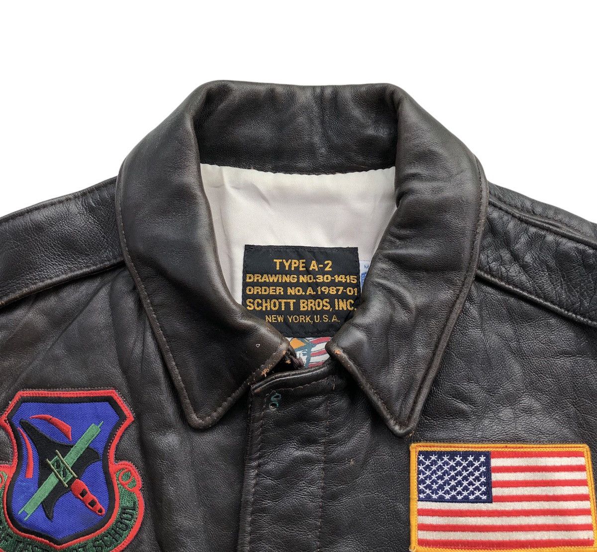 Schott Vtg 80s Schott Bross Type A-2 Leather Flight Jacket Patches Size US M / EU 48-50 / 2 - 9 Thumbnail