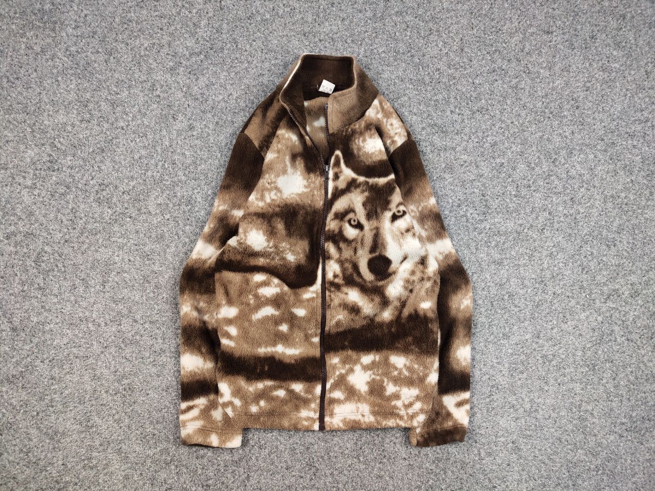 Japanese Brand Vintage 90's Fleece Zip Light Jacket Art Brown Wolf Hype Size US S / EU 44-46 / 1 - 1 Thumbnail