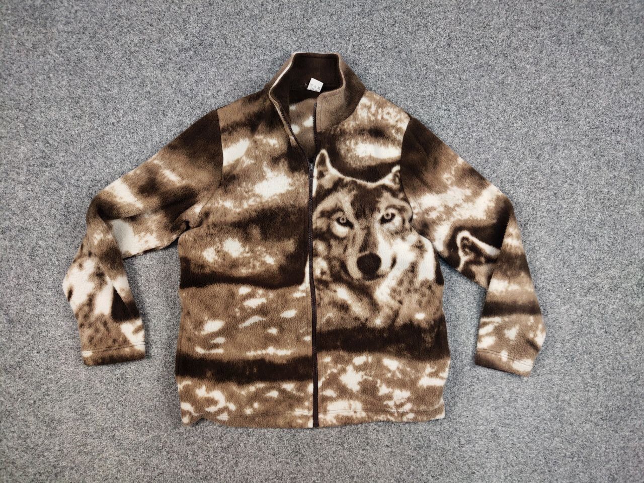 Japanese Brand Vintage 90's Fleece Zip Light Jacket Art Brown Wolf Hype Size US S / EU 44-46 / 1 - 12 Thumbnail