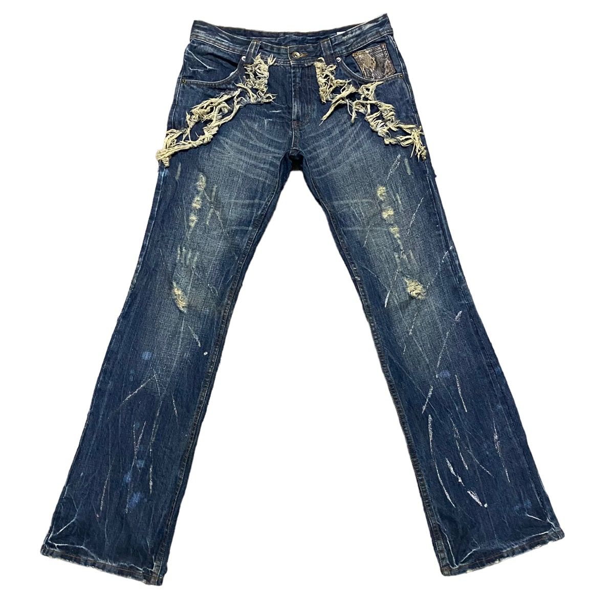 Pre-owned Le Grande Bleu L G B X Semantic Design Japan Denim Flare Jeans In Blue