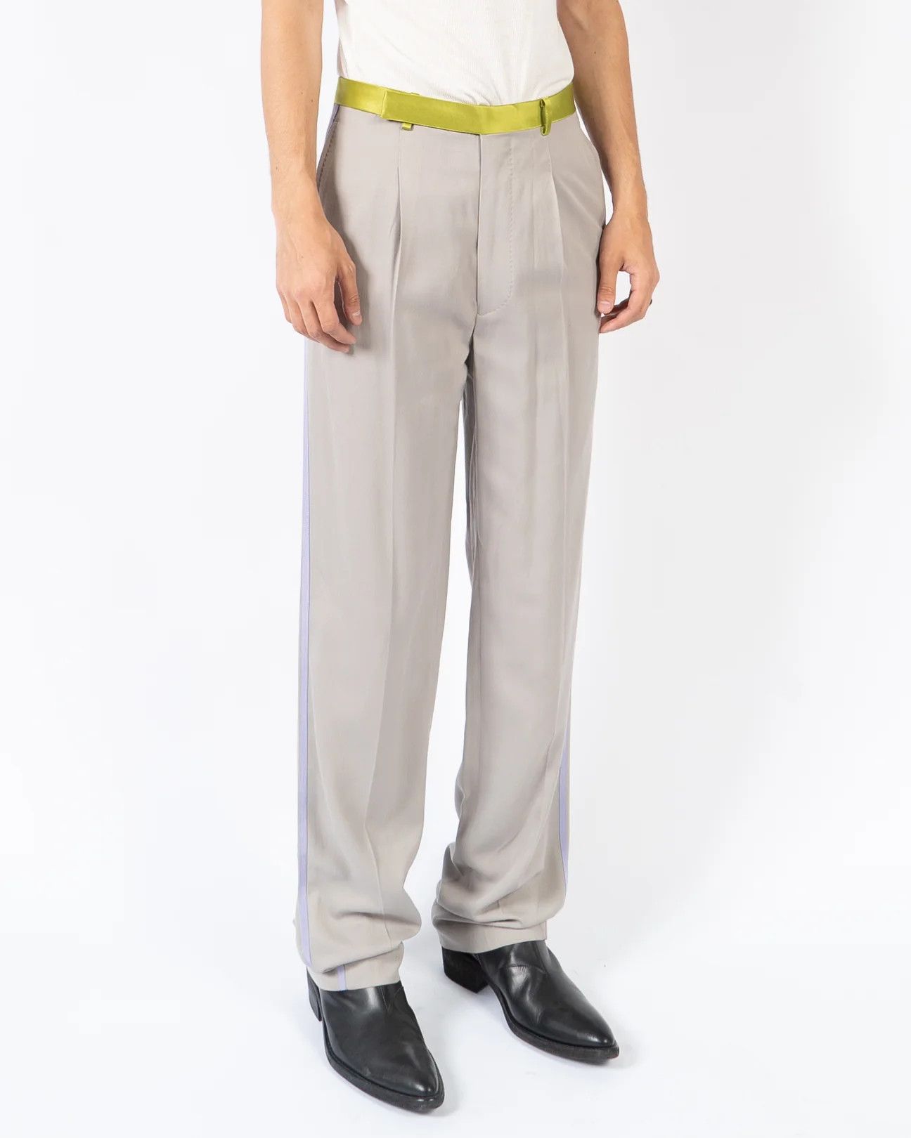 Haider Ackermann SS20 Grey Trousers with Green Taroni Waist Size US 32 / EU 48 - 3 Thumbnail