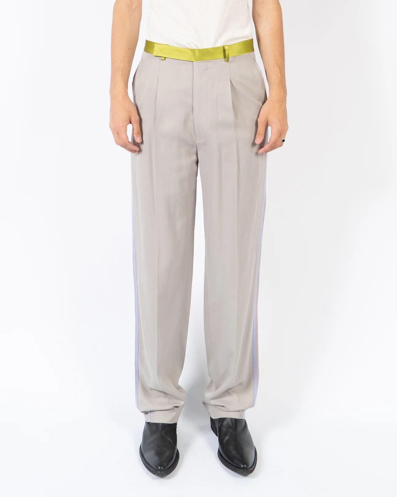 Haider Ackermann SS20 Grey Trousers with Green Taroni Waist Size US 32 / EU 48 - 2 Thumbnail
