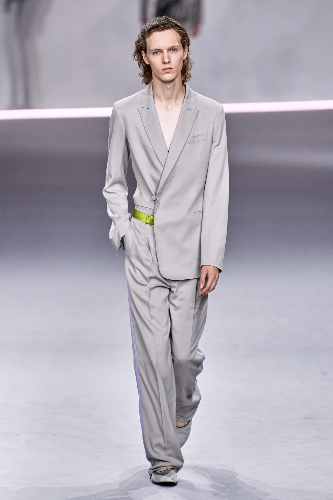 Haider Ackermann SS20 Grey Trousers with Green Taroni Waist Size US 32 / EU 48 - 1 Thumbnail