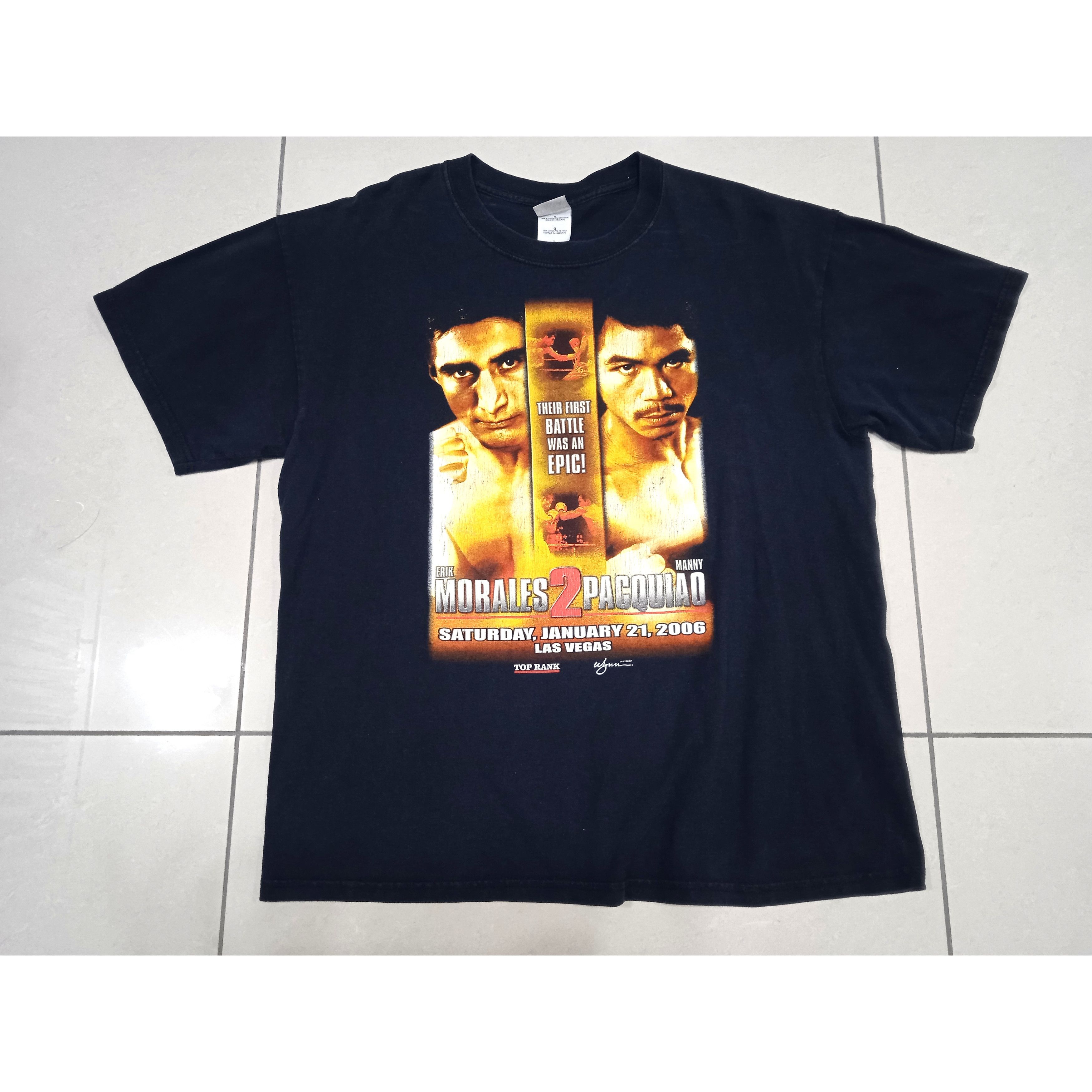Vintage Vintage 00s Erik Morales Vs Manny Pacquiao T-Shirt Boxing Size US L / EU 52-54 / 3 - 1 Thumbnail