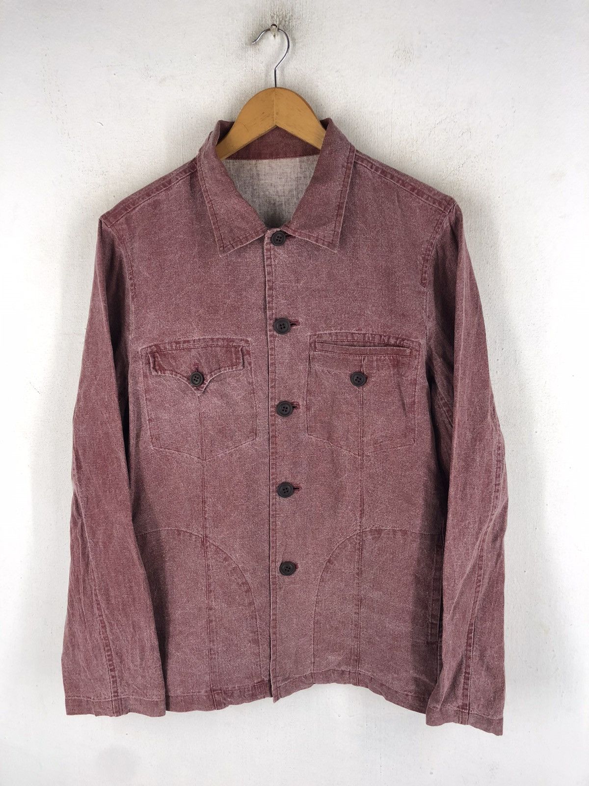 🔥291295=HOMME LINEN BUTTON UP SHIRT JACKET MADE IN JAPAN