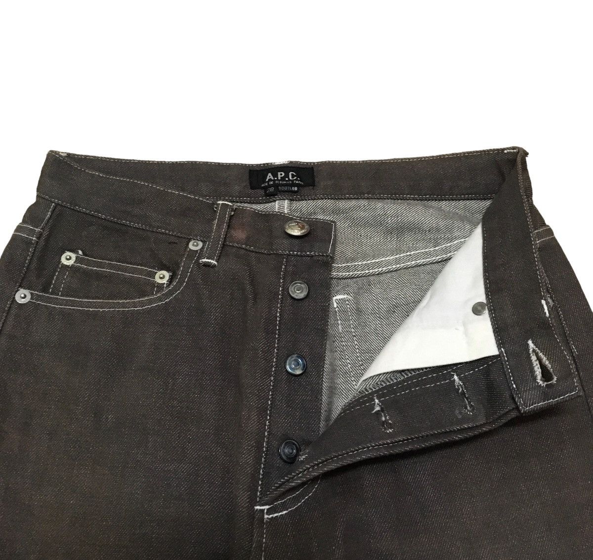 If Six Was Nine Rare Design Vintage Brand APC Selvedge Waxed Jeans 1990s Size US 28 / EU 44 - 8 Thumbnail