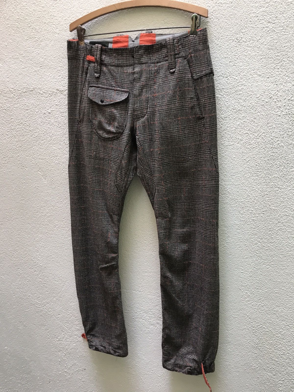Designer MAKTIG WOOL CHECK MADRAS TROUSER CARGO PANTS Size US 29 - 4 Thumbnail
