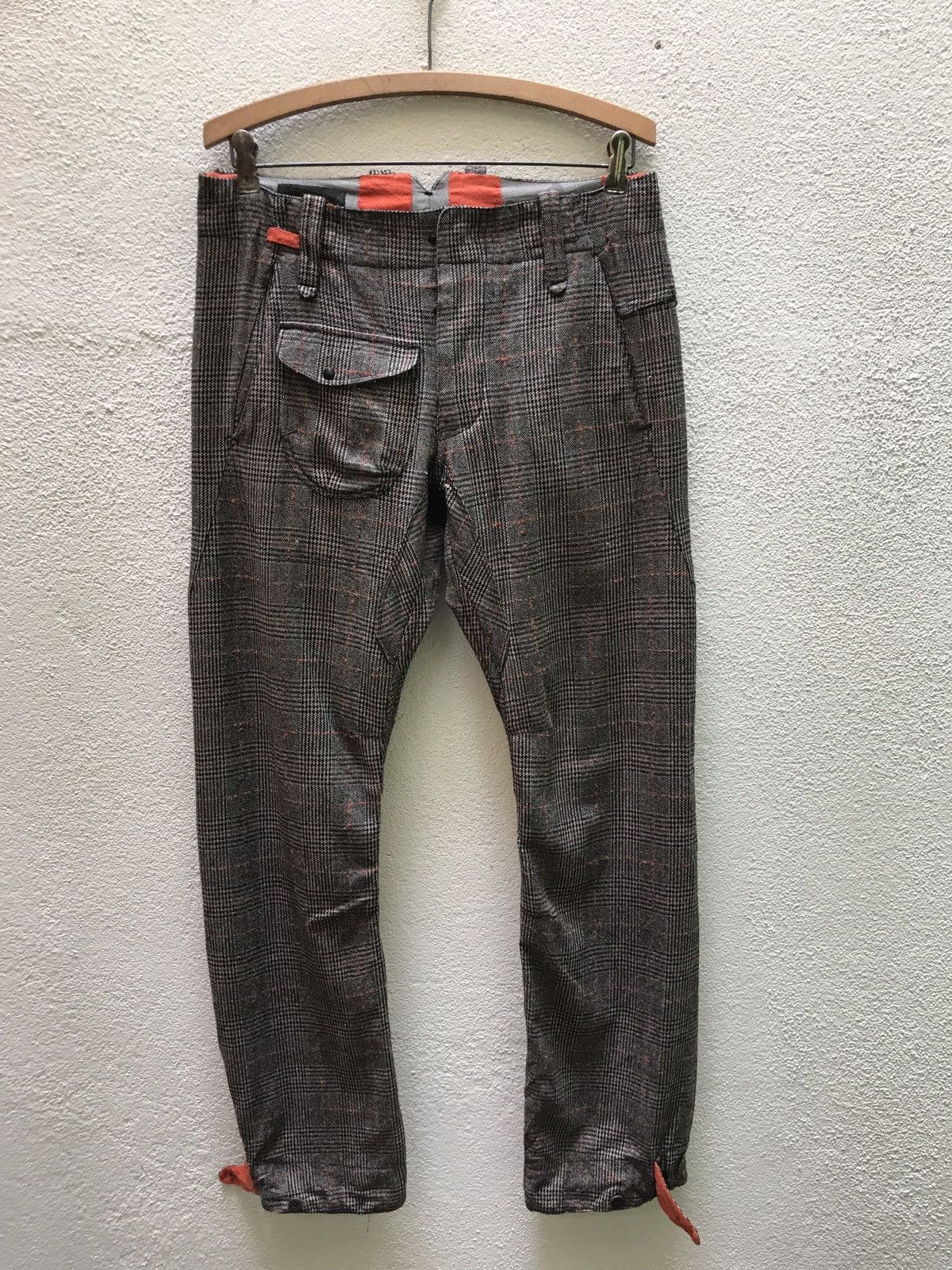 Designer MAKTIG WOOL CHECK MADRAS TROUSER CARGO PANTS Size US 29 - 1 Thumbnail