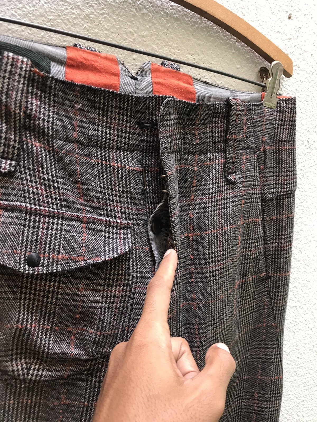 Designer MAKTIG WOOL CHECK MADRAS TROUSER CARGO PANTS Size US 29 - 8 Thumbnail