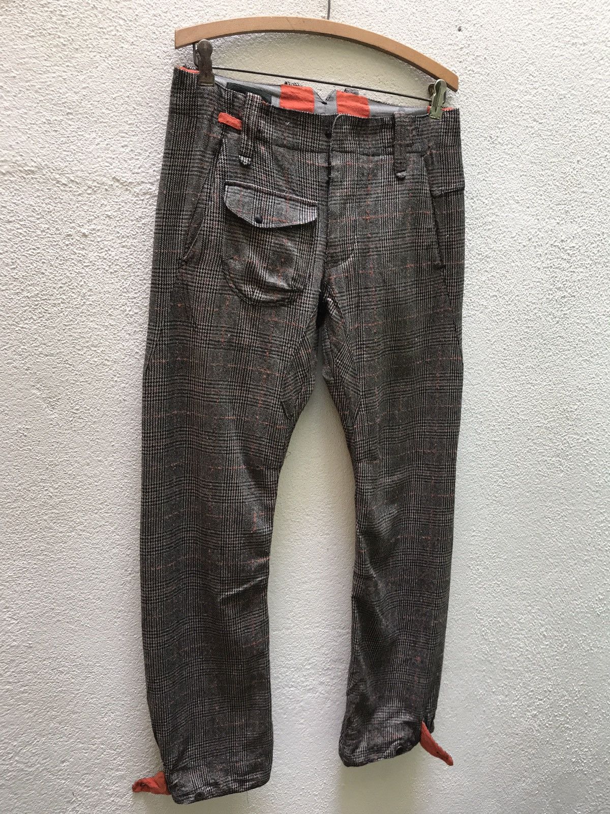 Designer MAKTIG WOOL CHECK MADRAS TROUSER CARGO PANTS Size US 29 - 3 Thumbnail