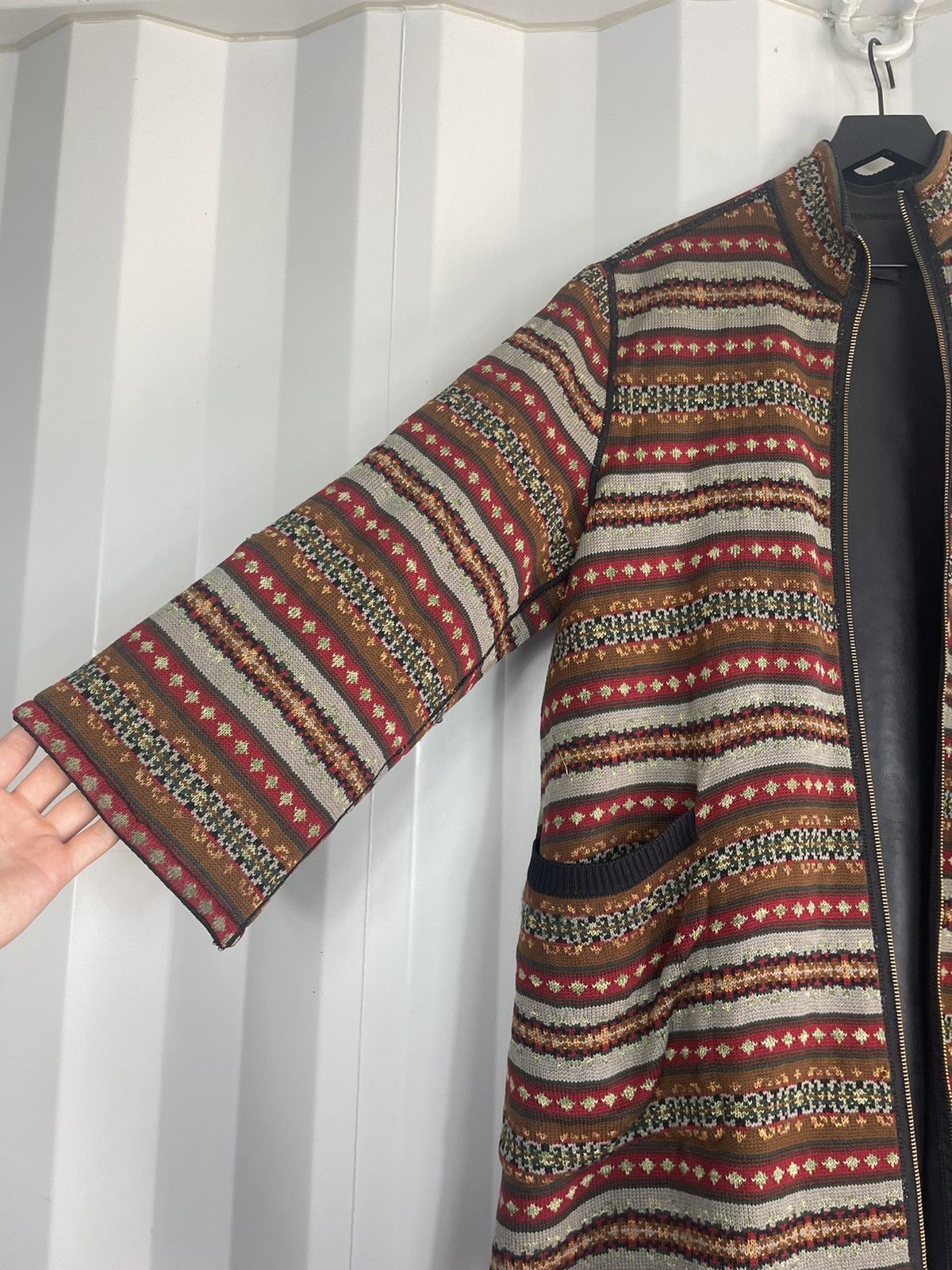 Jean Paul Gaultier Reversible Heavy Knit Leather Coat Size US L / EU 52-54 / 3 - 3 Thumbnail