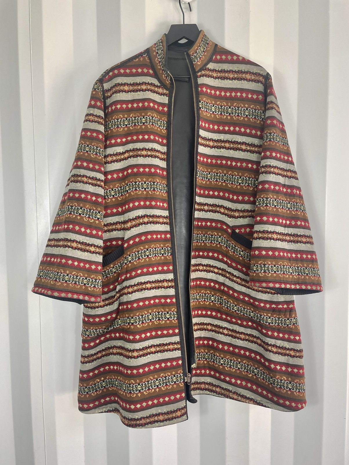 Jean Paul Gaultier Reversible Heavy Knit Leather Coat Size US L / EU 52-54 / 3 - 1 Thumbnail