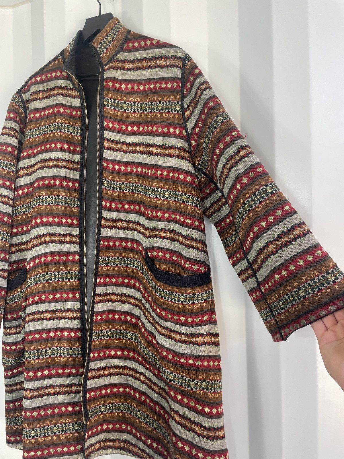 Jean Paul Gaultier Reversible Heavy Knit Leather Coat Size US L / EU 52-54 / 3 - 4 Thumbnail
