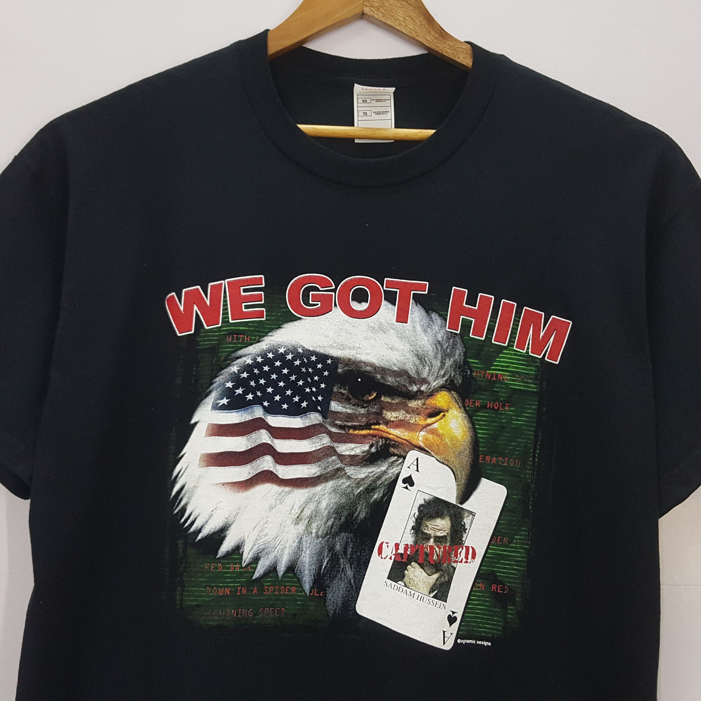 Vintage Vintage SUDDAM HUSSEIN we got him Iraq War t-shirt Size US XL / EU 56 / 4 - 5 Thumbnail