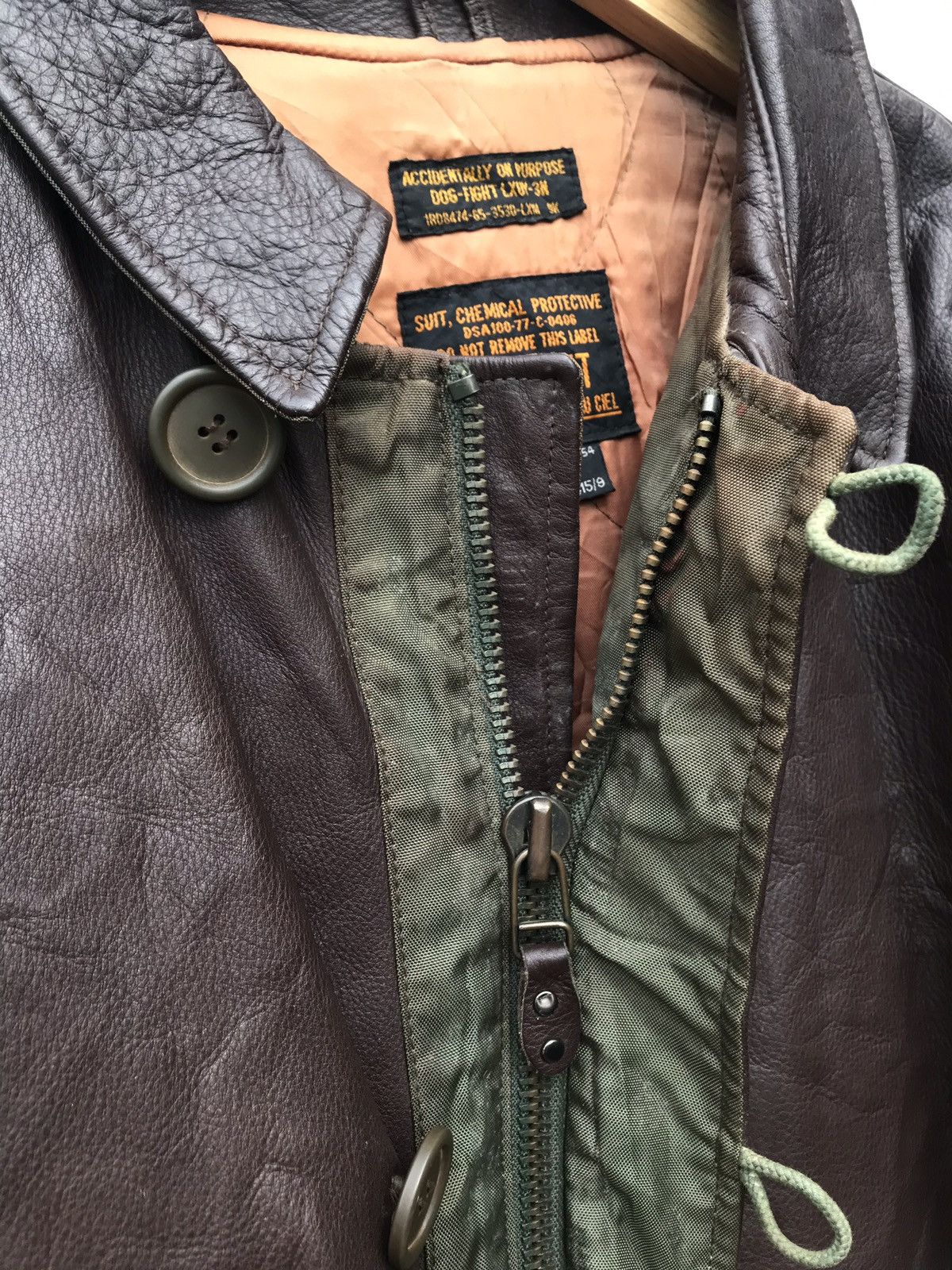 Vintage Rare Military Chemical Protective Military Leather Jacket Size US L / EU 52-54 / 3 - 3 Thumbnail
