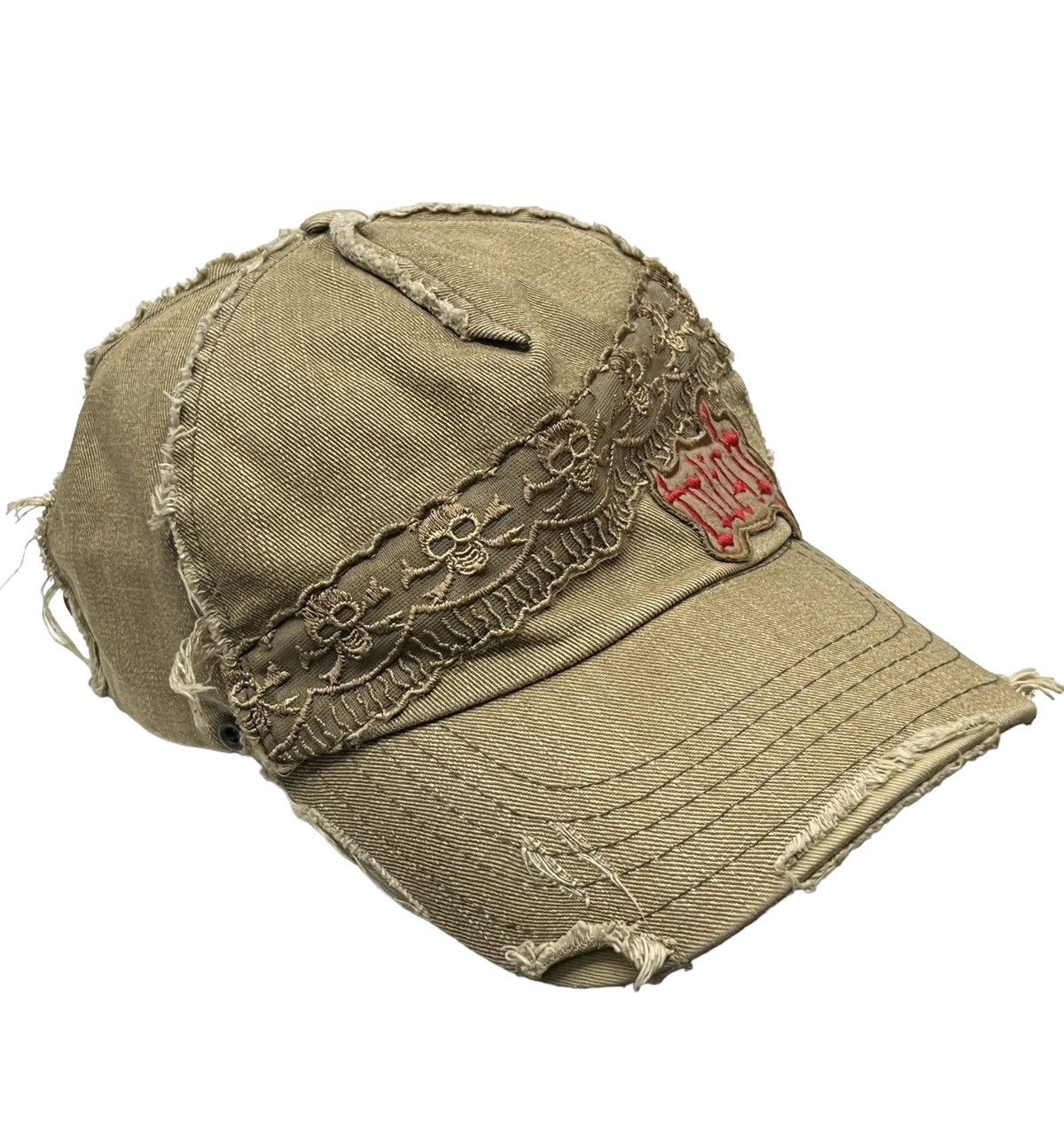 Vintage Vtg Punk SKULL CROSSBONES Distressed Hat Mastermind Style Size ONE SIZE - 4 Thumbnail