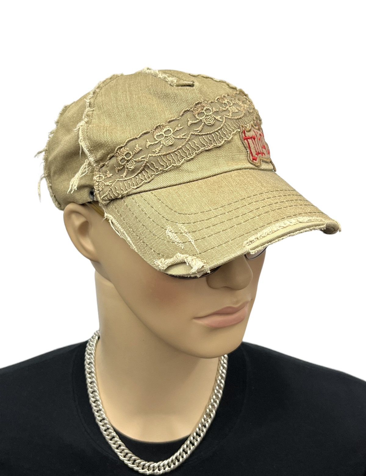 Vintage Vtg Punk SKULL CROSSBONES Distressed Hat Mastermind Style Size ONE SIZE - 1 Thumbnail