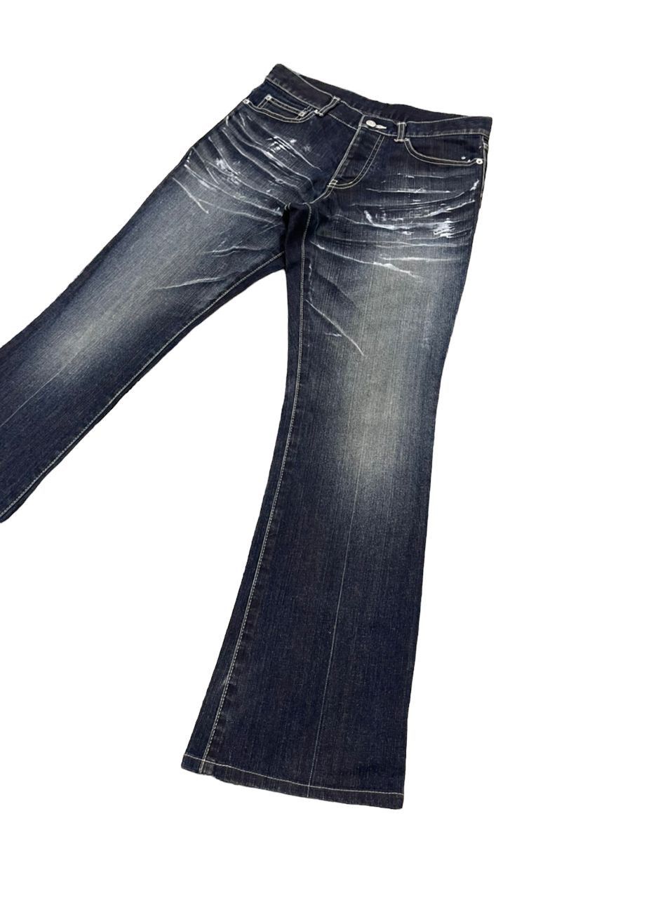 image of Distressed Denim x Tornado Mart Japanese Tornado Mart Painter Distressed Flare Jeans in Blue (Size 