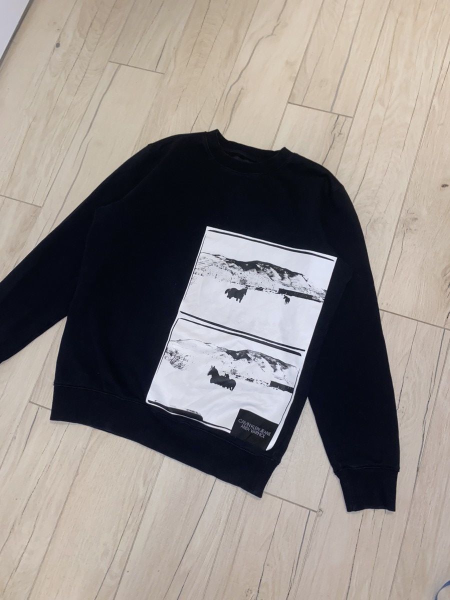 Calvin Klein 205W39NYC Calvin Klein X Andy Warhol Horse Print Black Crewneck Size US M / EU 48-50 / 2 - 2 Thumbnail
