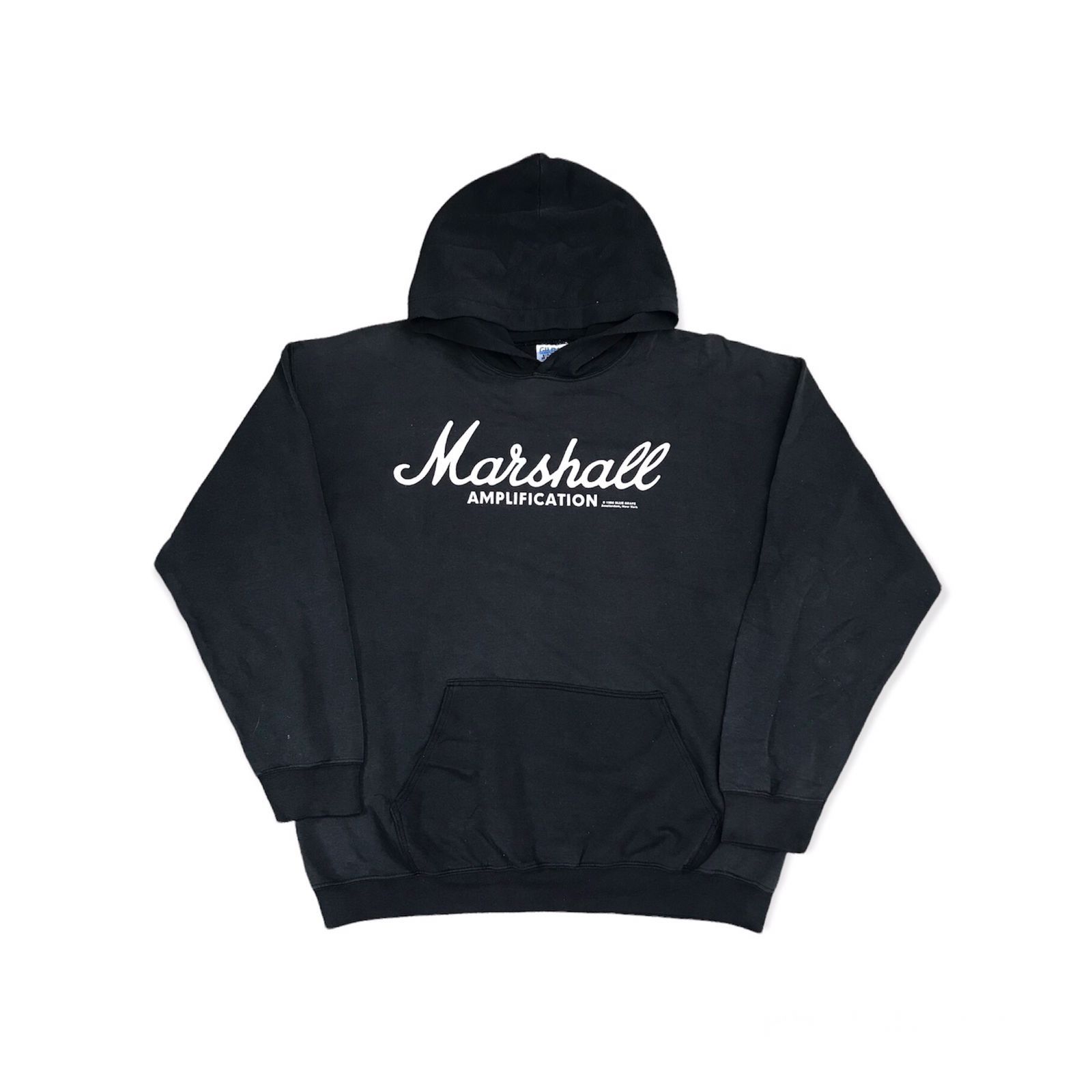 image of Band Tees x Vintage Marshall Speakers Sound Sun Faded Hoodie Size Fit XL in Faded Black, Men's