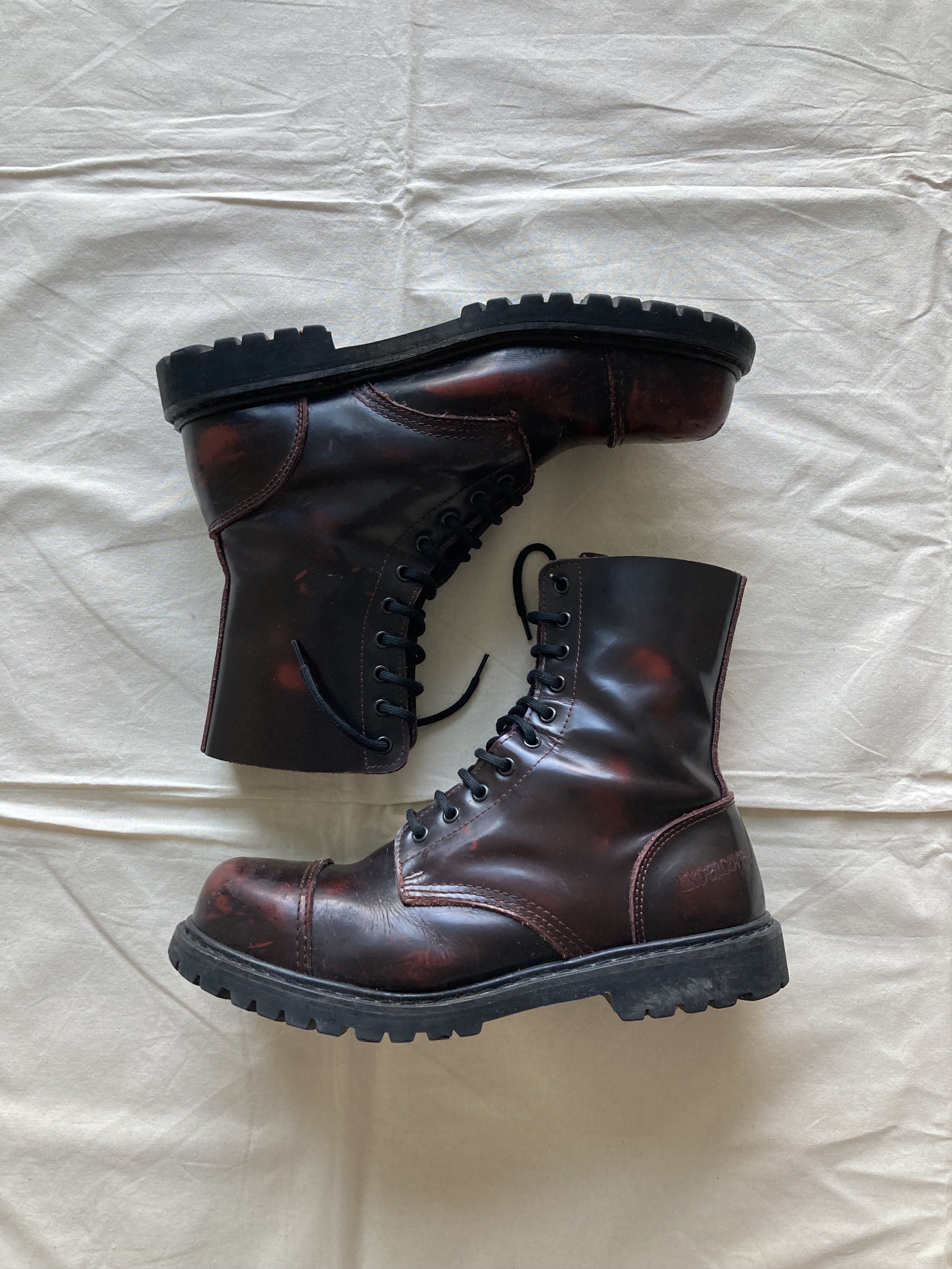 Vintage Undercover 90's Red Leather Steel Toe Punk Boots Size US 14 / EU 47 - 1 Thumbnail