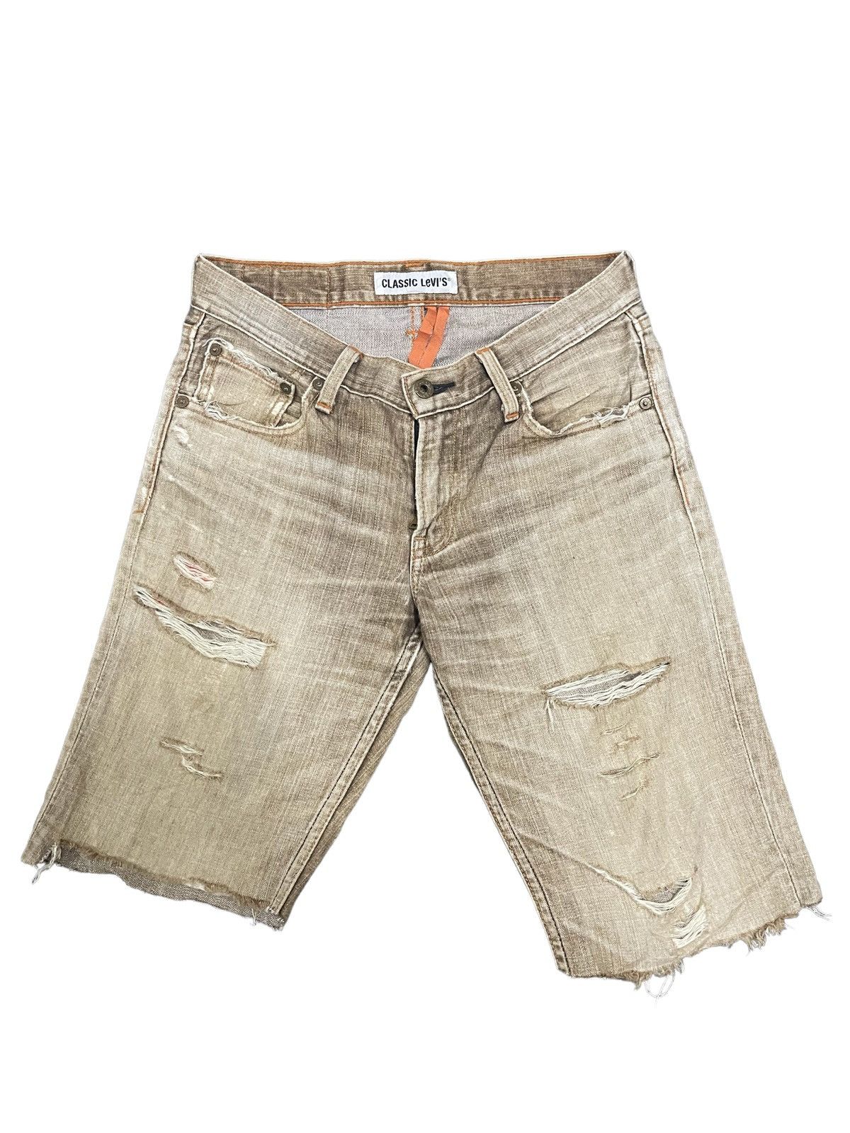 image of Archival Clothing x Levis Vintage Levis 502 Distressed Short Denim Pants in Brown, Men's (Size 28)