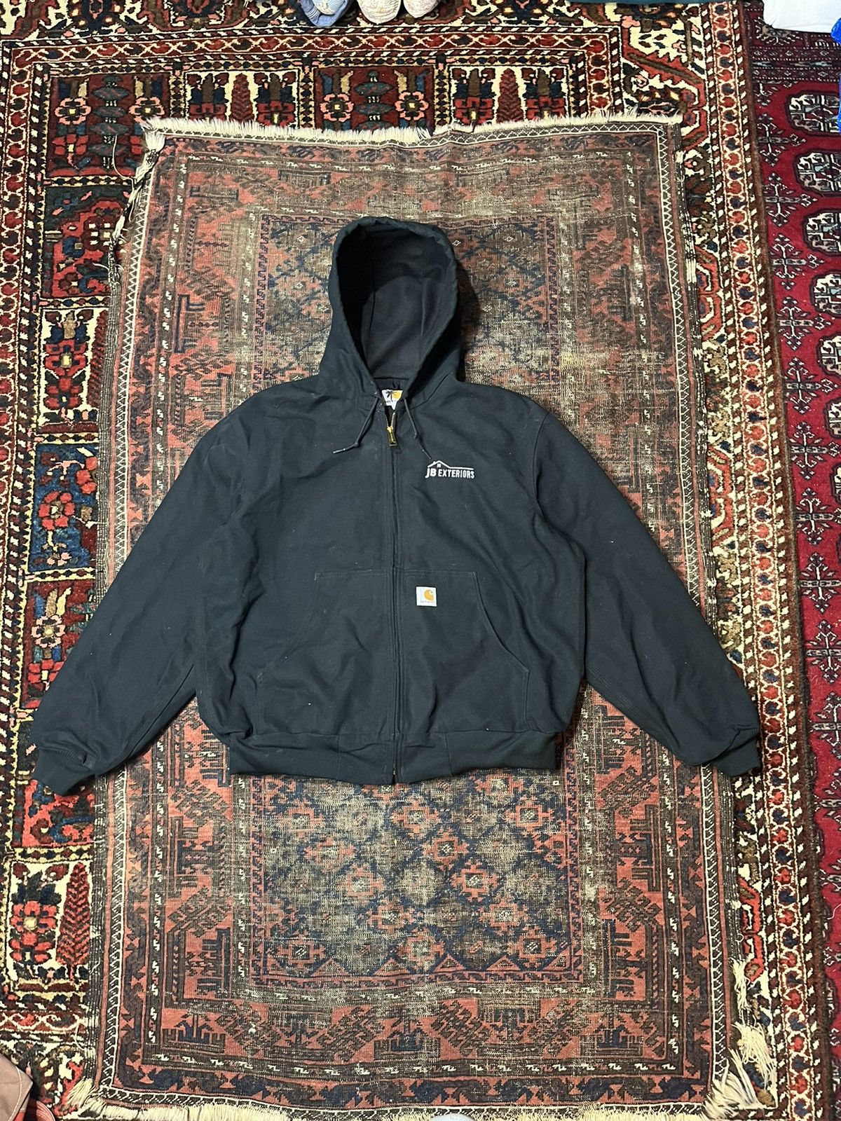 image of Vintage Carhartt Zip Up Hooded Jacket in Black, Men's (Size Large)