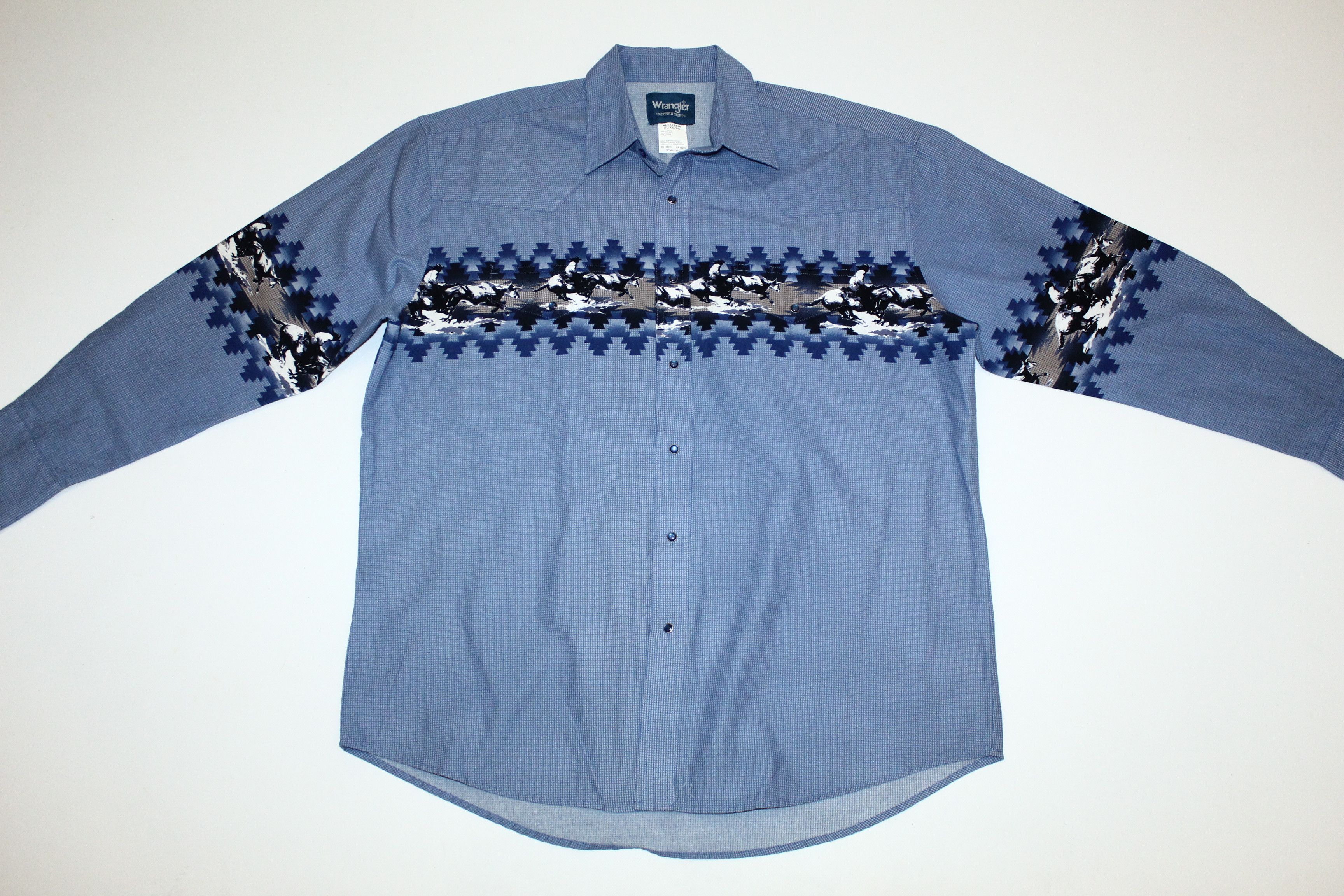 Cowboy Equipment Vintage Wrangler Cowboys Art Western Baggy Shirt Size US XL / EU 56 / 4 - 2 Thumbnail