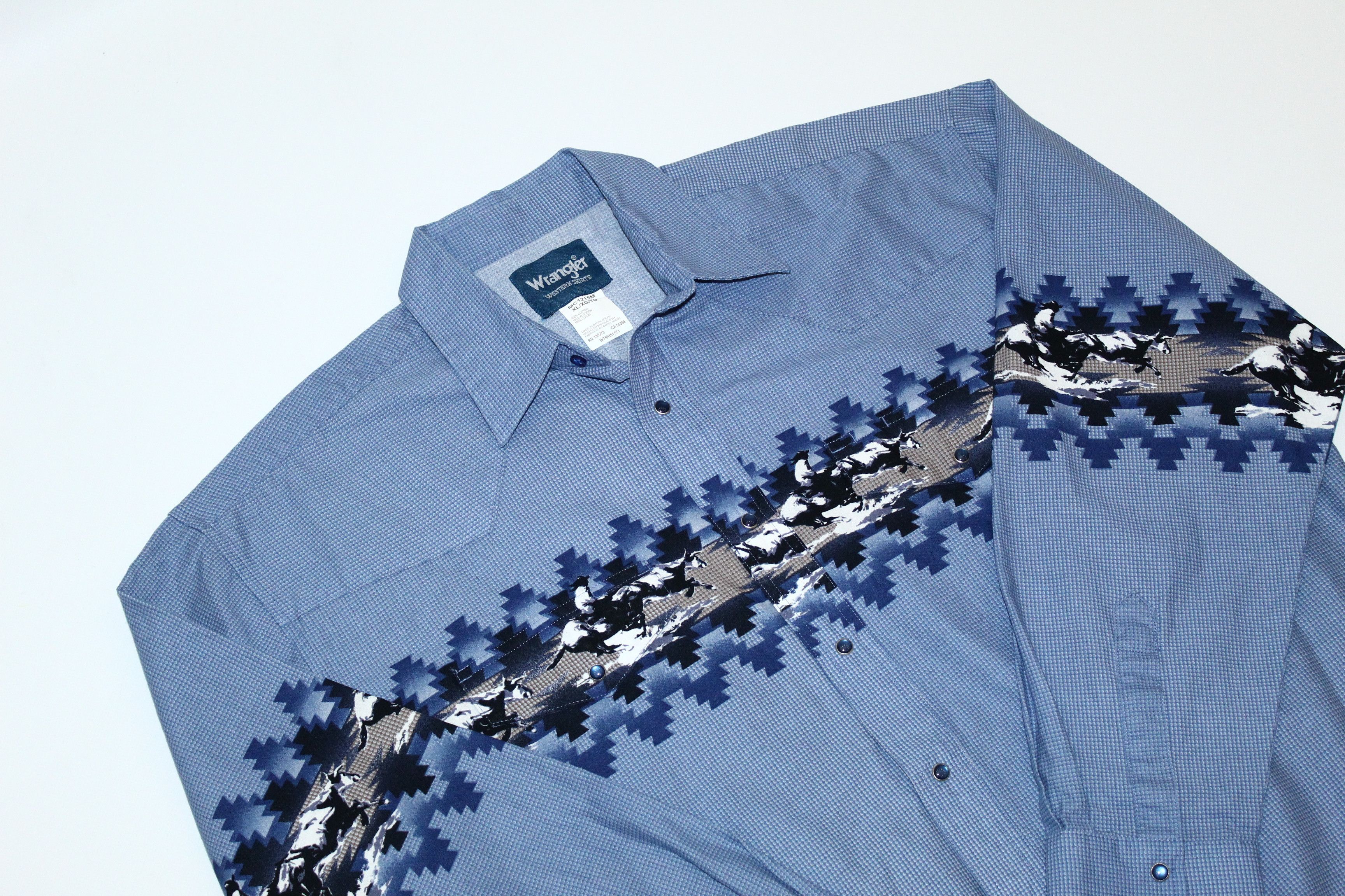 Cowboy Equipment Vintage Wrangler Cowboys Art Western Baggy Shirt Size US XL / EU 56 / 4 - 4 Thumbnail