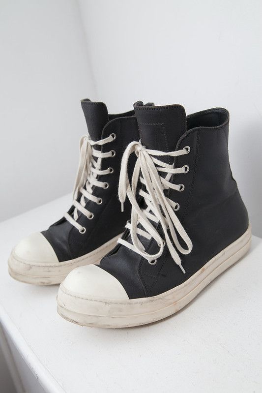 image of Rick Owens Ss15 Roughout Leather Ramones Sneakers in Black, Men's (Size 8)