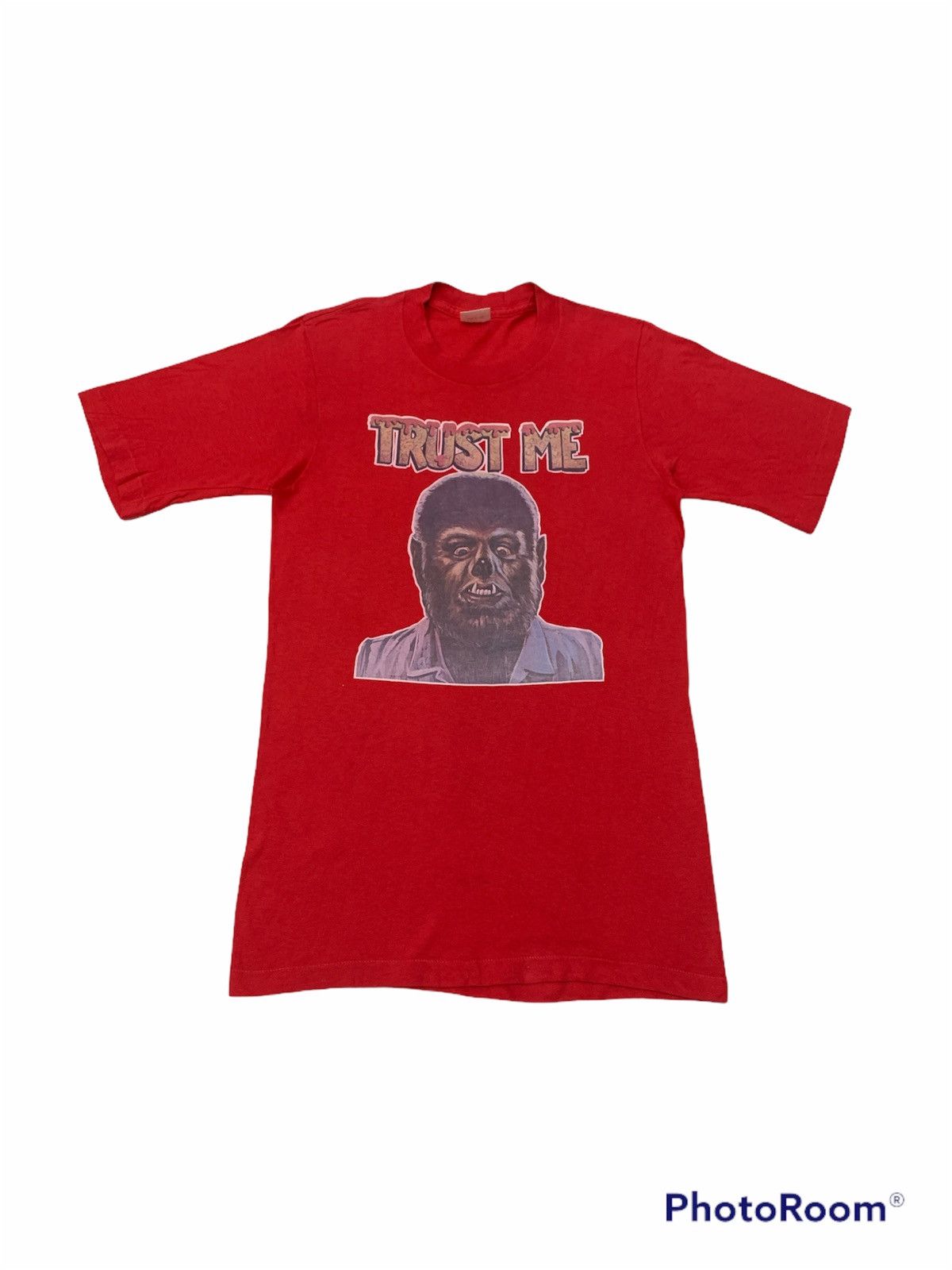 image of 1970S Wolfman Movie Shirt Trust Me Iron On in Red, Men's (Size XS)