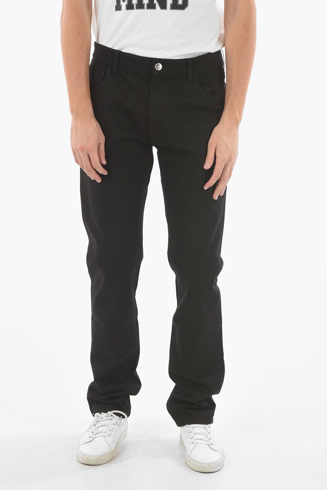 image of Raf Simons Slim Fit 5-Pocket Jeans With Logo in Black, Men's (Size 33)