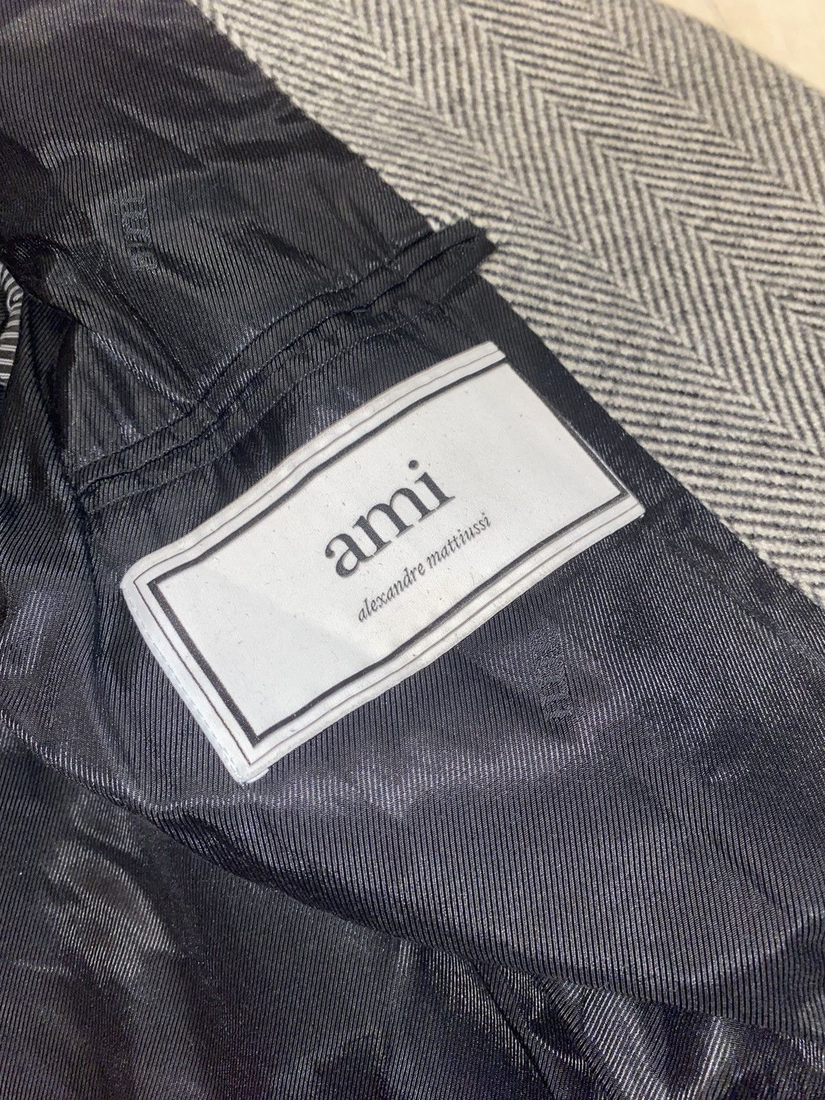 AMI Alexandre Mattiussi Chevron Pattern Single Breasted Coat Size US M / EU 48-50 / 2 - 13 Thumbnail
