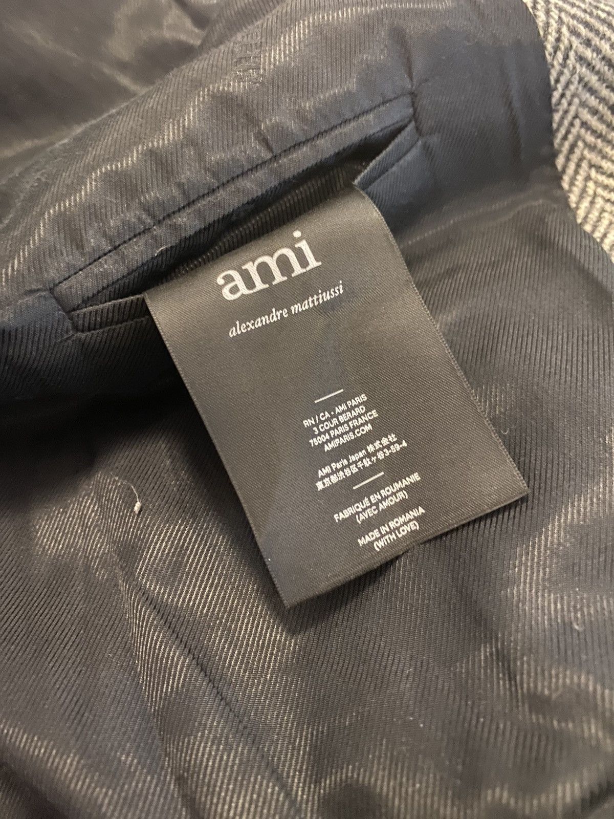 AMI Alexandre Mattiussi Chevron Pattern Single Breasted Coat Size US M / EU 48-50 / 2 - 14 Thumbnail