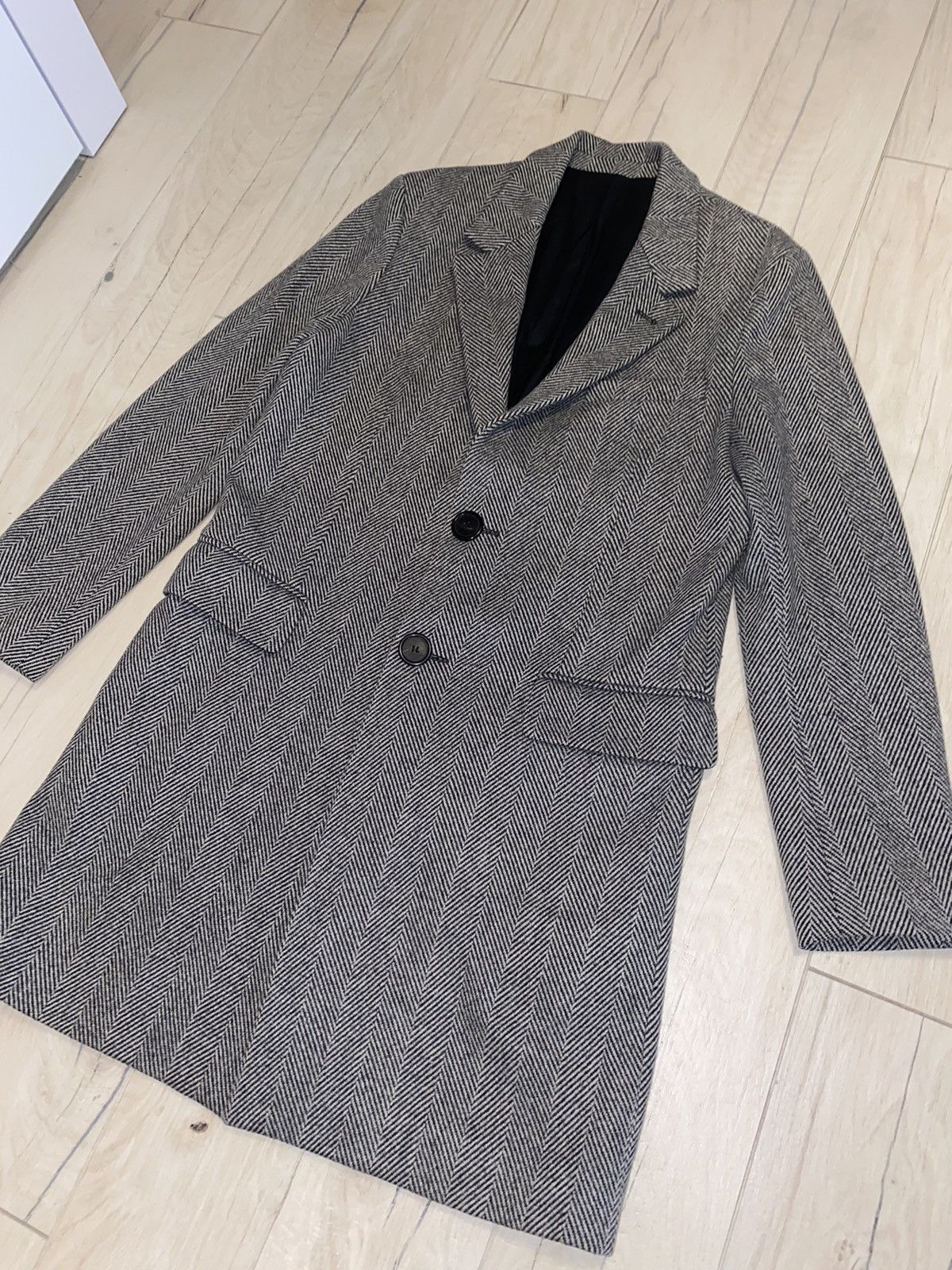 AMI Alexandre Mattiussi Chevron Pattern Single Breasted Coat Size US M / EU 48-50 / 2 - 4 Thumbnail