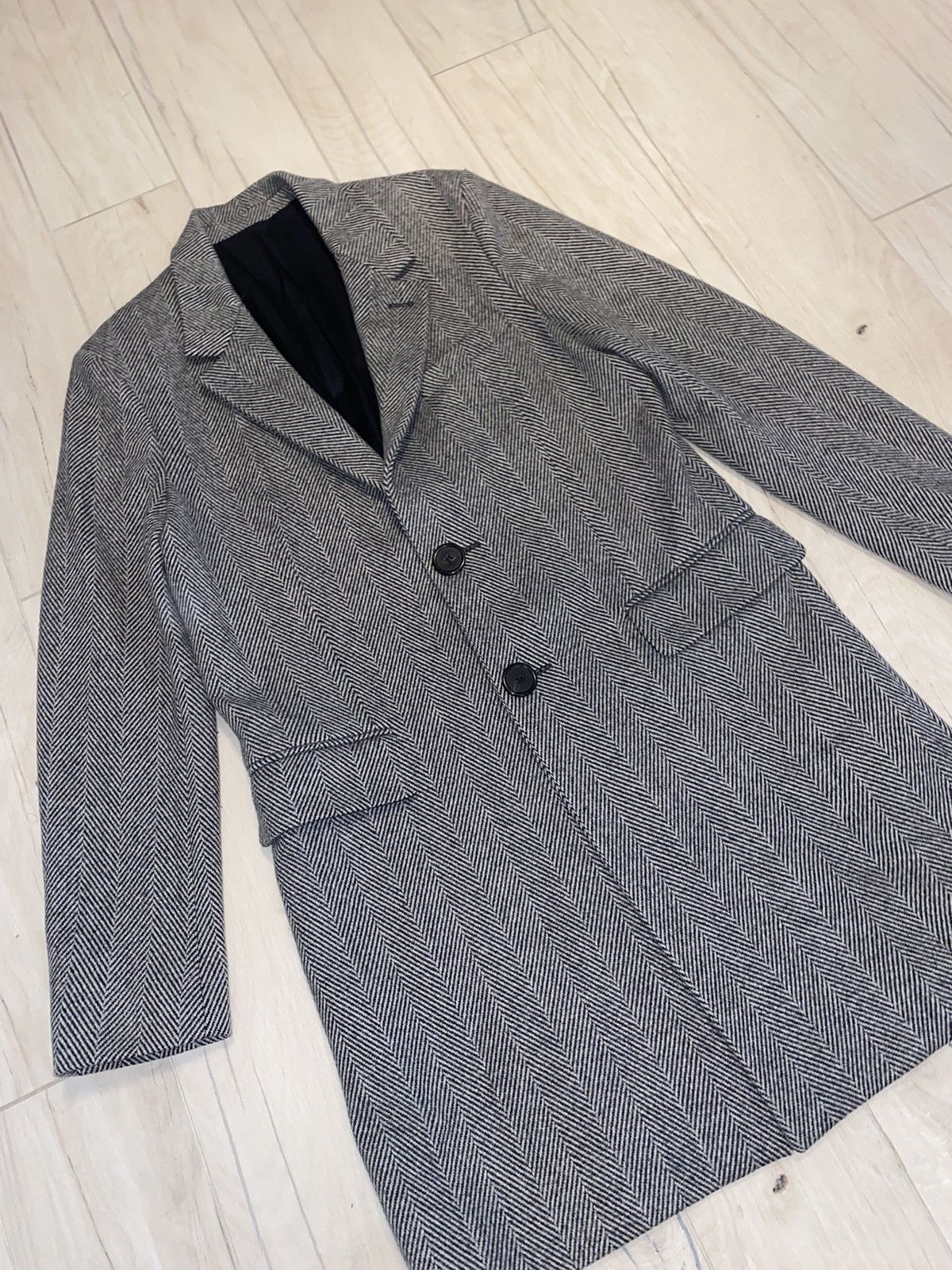 AMI Alexandre Mattiussi Chevron Pattern Single Breasted Coat Size US M / EU 48-50 / 2 - 5 Thumbnail